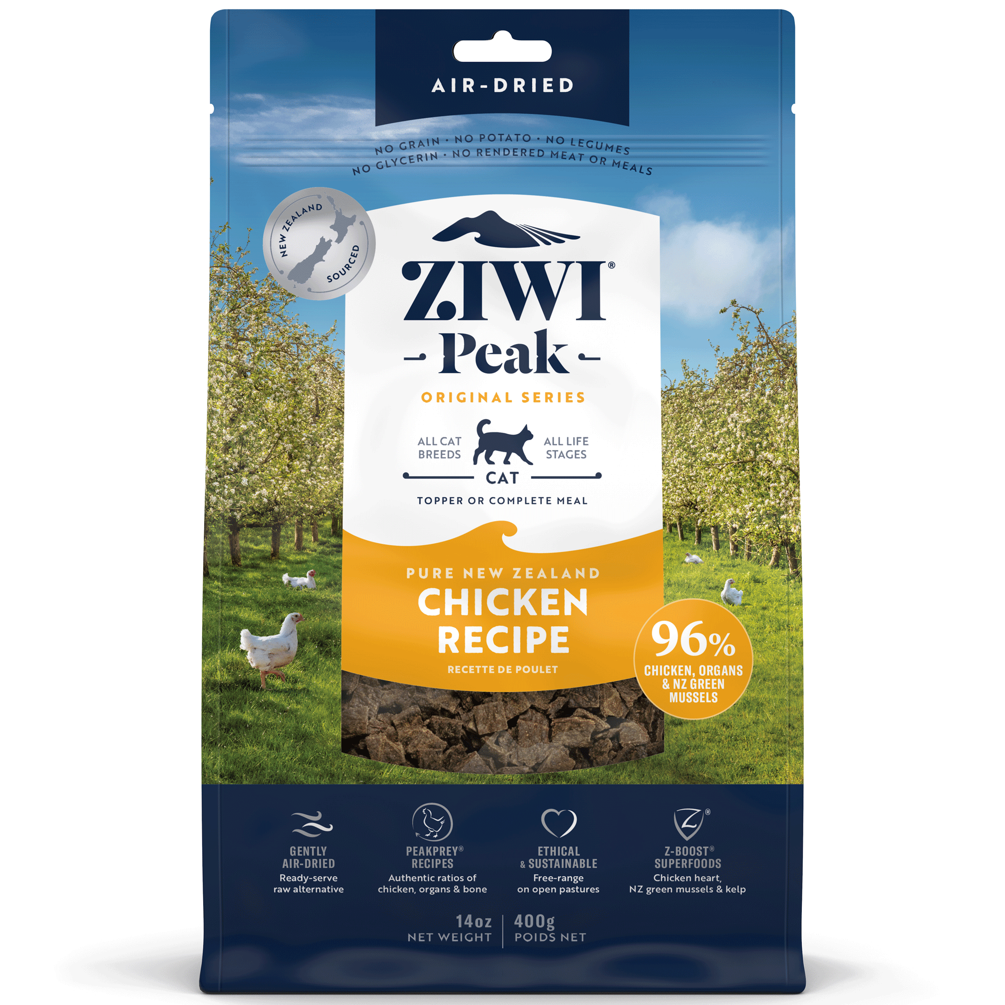 Ziwi Peak Air Dried Cat Food - Grain Free, High Protein Chicken Recipe for Adult Cats - Perfect for Indoor Cats & Sensitive Stomachs