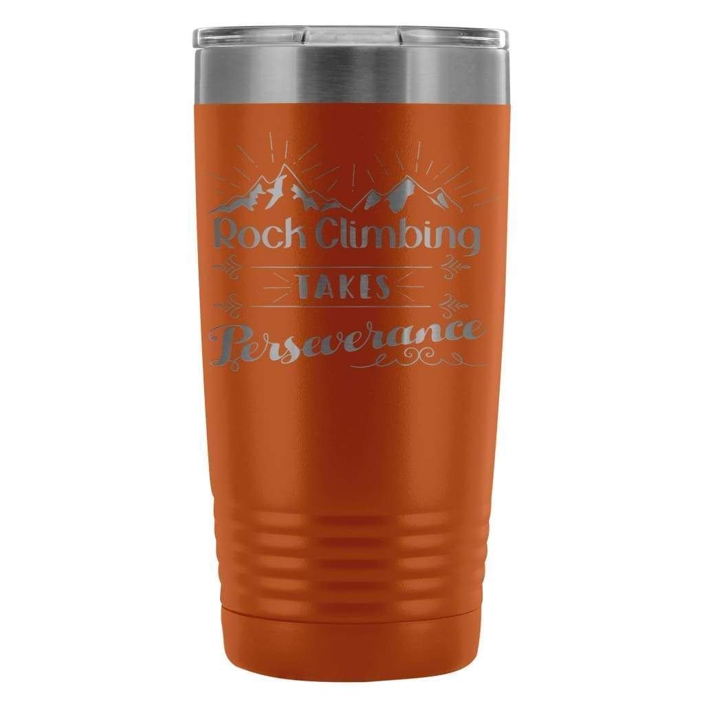 ODDITEES 20oz Stainless Steel Tumbler with Laser Etched Rock Climbing Design - Motivational 'Take Perseverance' Insulated Cup for Gym, Hiking & Outdoor Adventures (Pink)