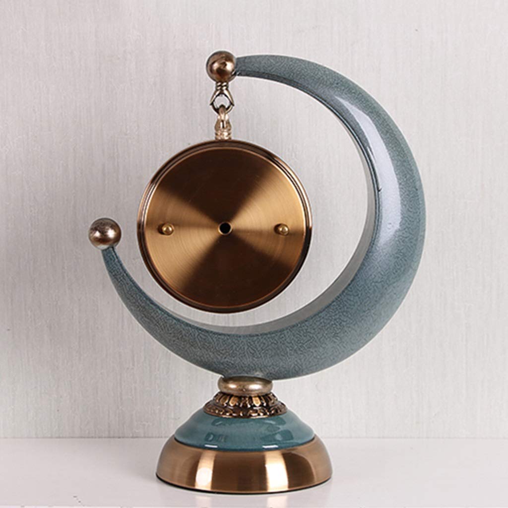 Ceramic Moon Table Clock - Decorative Desk & Shelf Clock for Living Room, Kitchen, Office - 32x16.5x40cm Blue Home Decor | Perfect for Bedside, Bookshelf & Gift Giving