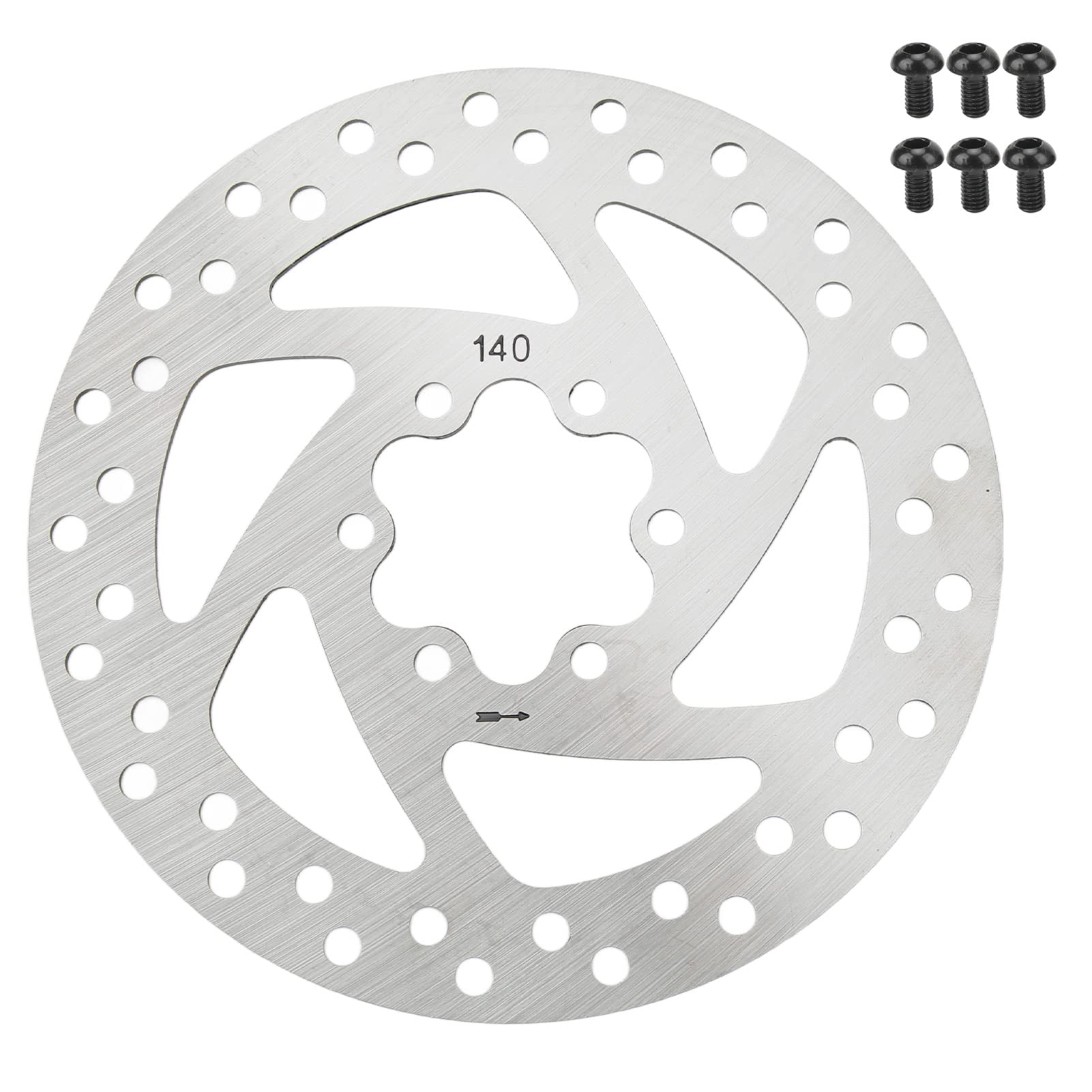140mm Stainless Steel 6 Hole Electric Scooter Brake Disc with 6 Screws - High Performance Replacement Brake Rotor for Electric Scooter Upgrades & Modifications - Perfect for Commuting, Off-Roading, and Urban Riding