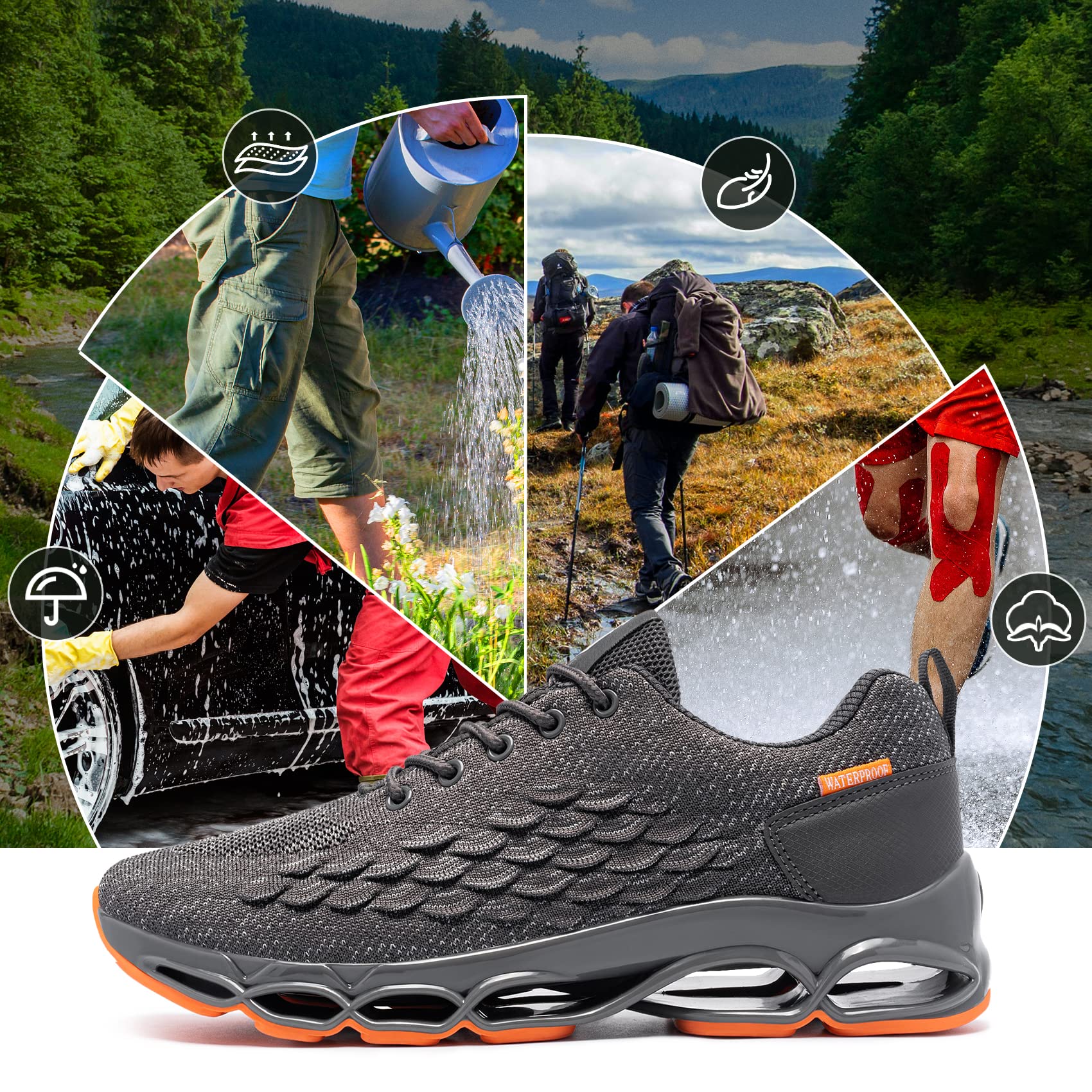 Waterproof Tennis Sneakers for Men & Women - Breathable Comfortable Walking Running Shoes - Rain & Water Resistant Work Shoes for Outdoor Activities, Hiking & Daily Commute