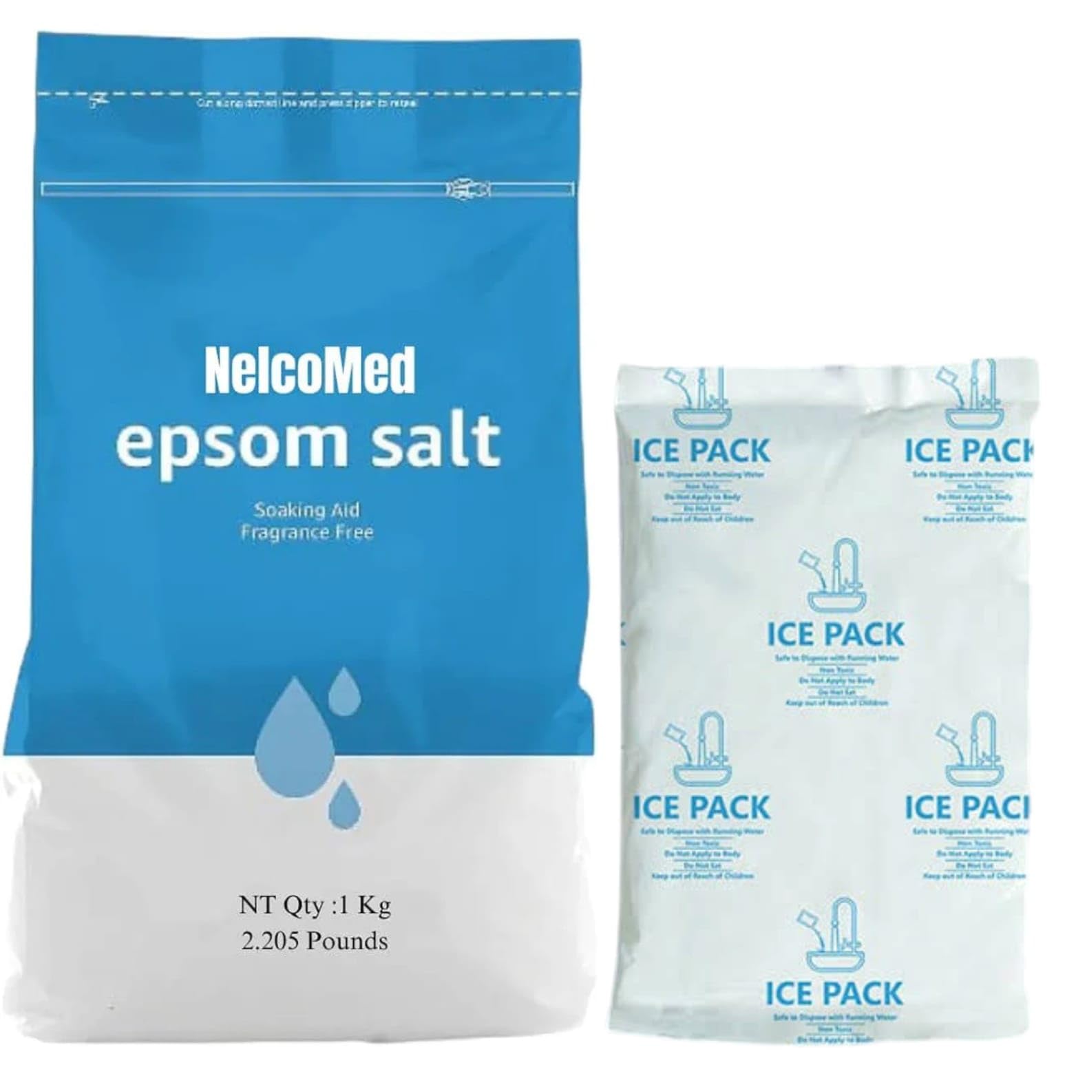 **NelcoMed® Epsom Salt Magnesium Sulfate Crystals - 1kg for Muscle Pain Relief, Detox & Relaxation | Natural Therapy for Sore Muscles, Aches & Stress | Perfect for Bath Soaks, Foot Soaks & Plant Care | Includes FREE Hot & Cold Gel Pack**    *(Use Cases: Ideal for post-workout recovery, stress relief, spa-like baths, foot soaks, and nourishing plants.)*