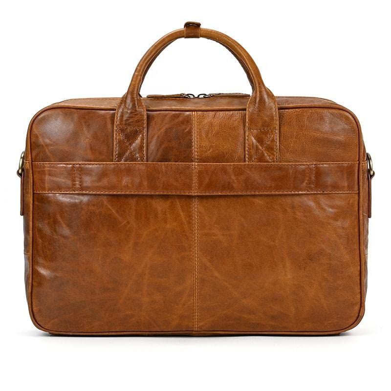 14 Inch Leather Laptop Bag for Men & Women - Professional Business Briefcase Satchel with Adjustable Shoulder Strap - Perfect for Office Work, Travel & Commuting