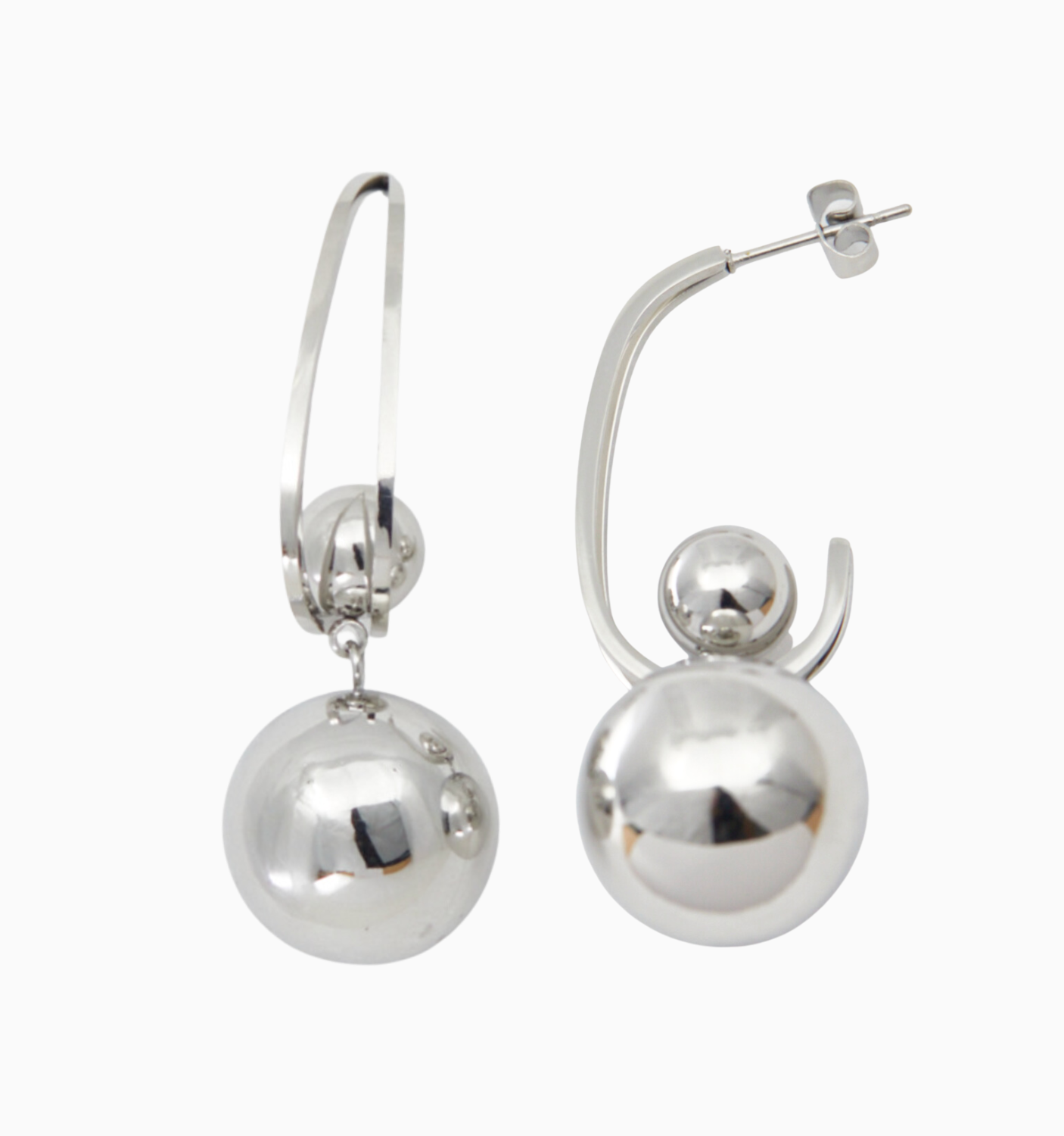 Rosalind Sphere Earrings - Elegant Silver Hoop Earrings for Women, Minimalist Geometric Jewelry for Everyday Wear, Perfect Gift for Her | Office, Party, Date Night