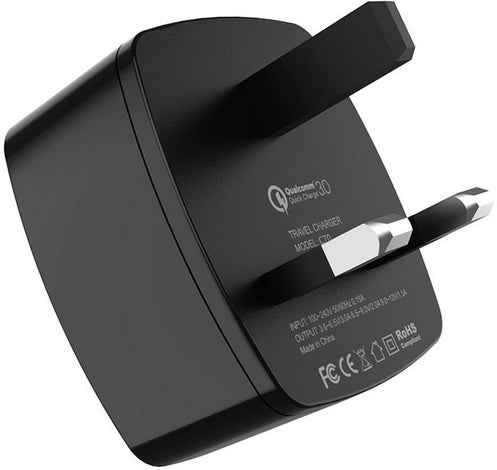 Hoco QC3.0 Qualcomm Certified 3-Pin Fast Wall Charger - Perfect for Smartphones, Tablets & Quick Charging at Home, Office & Travel