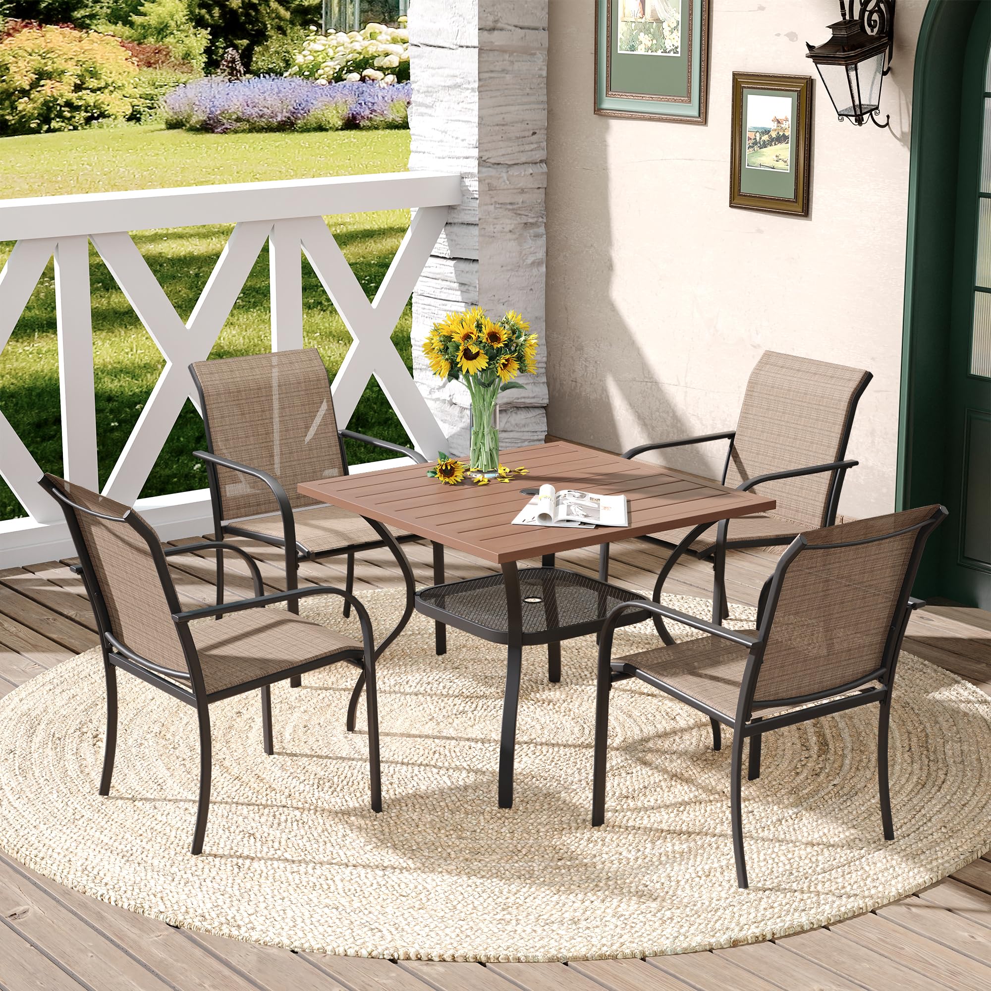 DIFY 4-Person Outdoor Dining Table - Square Metal Patio Table with 1.57