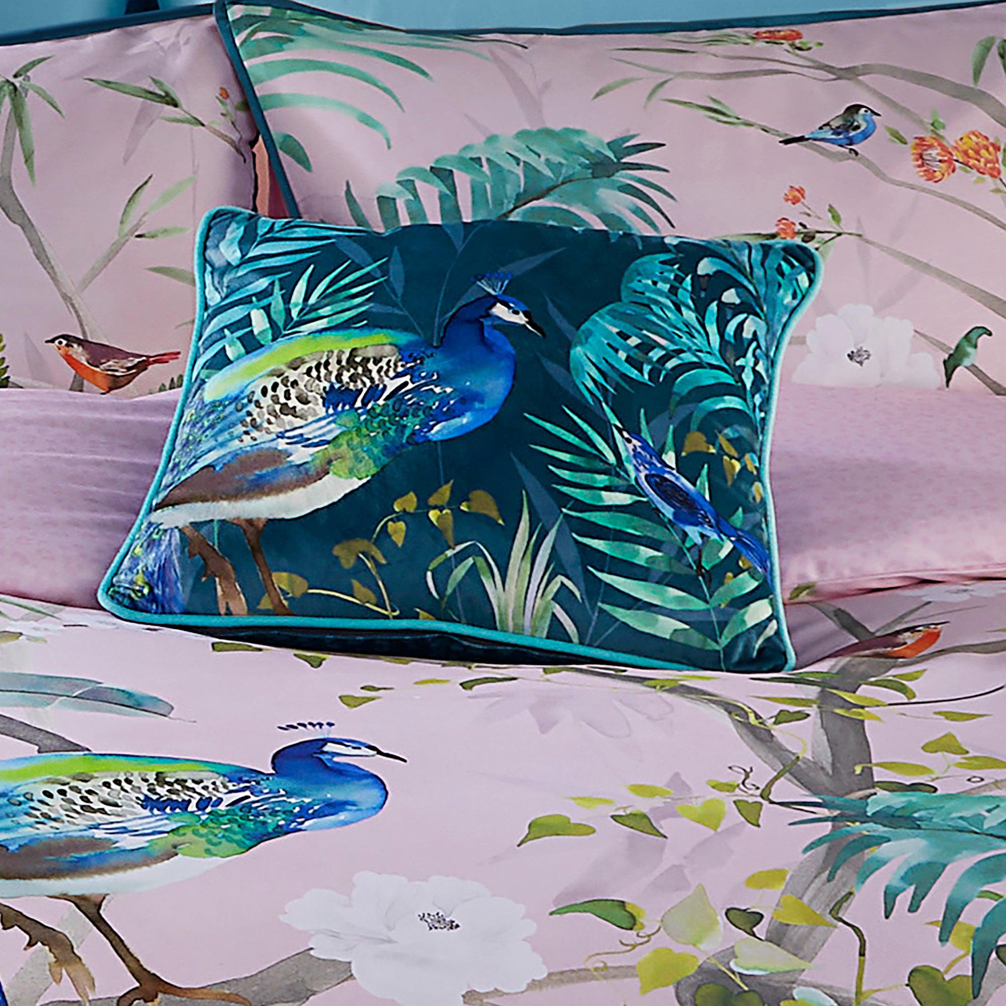Soiree Peacock Jungle Cushion Cover - Teal Blue Bohemian Throw Pillow Case for Living Room, Bedroom Decor - Perfect for Home, Sofa, Chair & Outdoor Use
