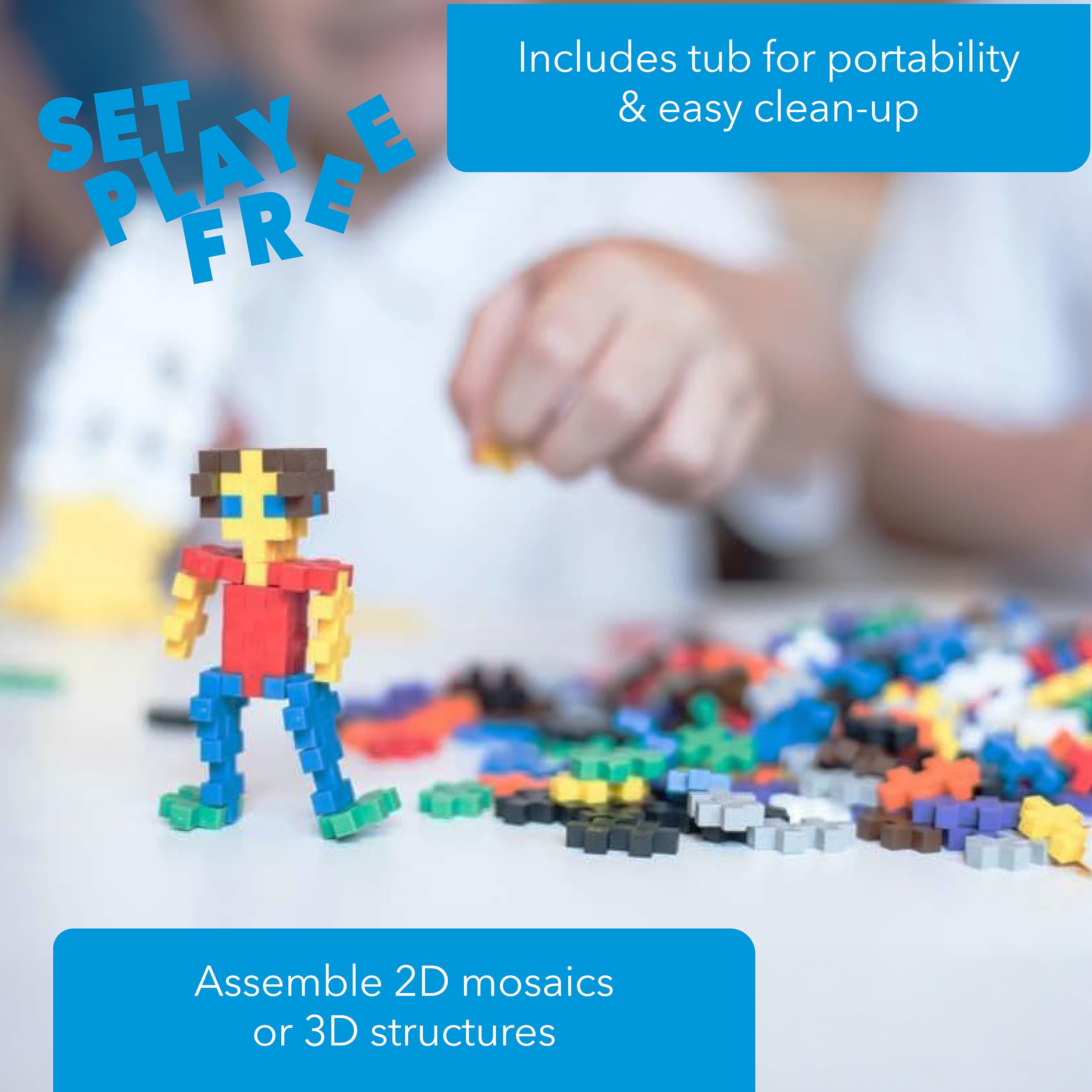 PLUS PLUS Open Play Building Set - 3,600 Piece STEM Construction Toy with Storage Tub | Basic Color Mix Interlocking Puzzle Blocks for Kids | Creative Learning & Educational Play | Perfect for Classroom, Birthday Gifts & Family Bonding Activities