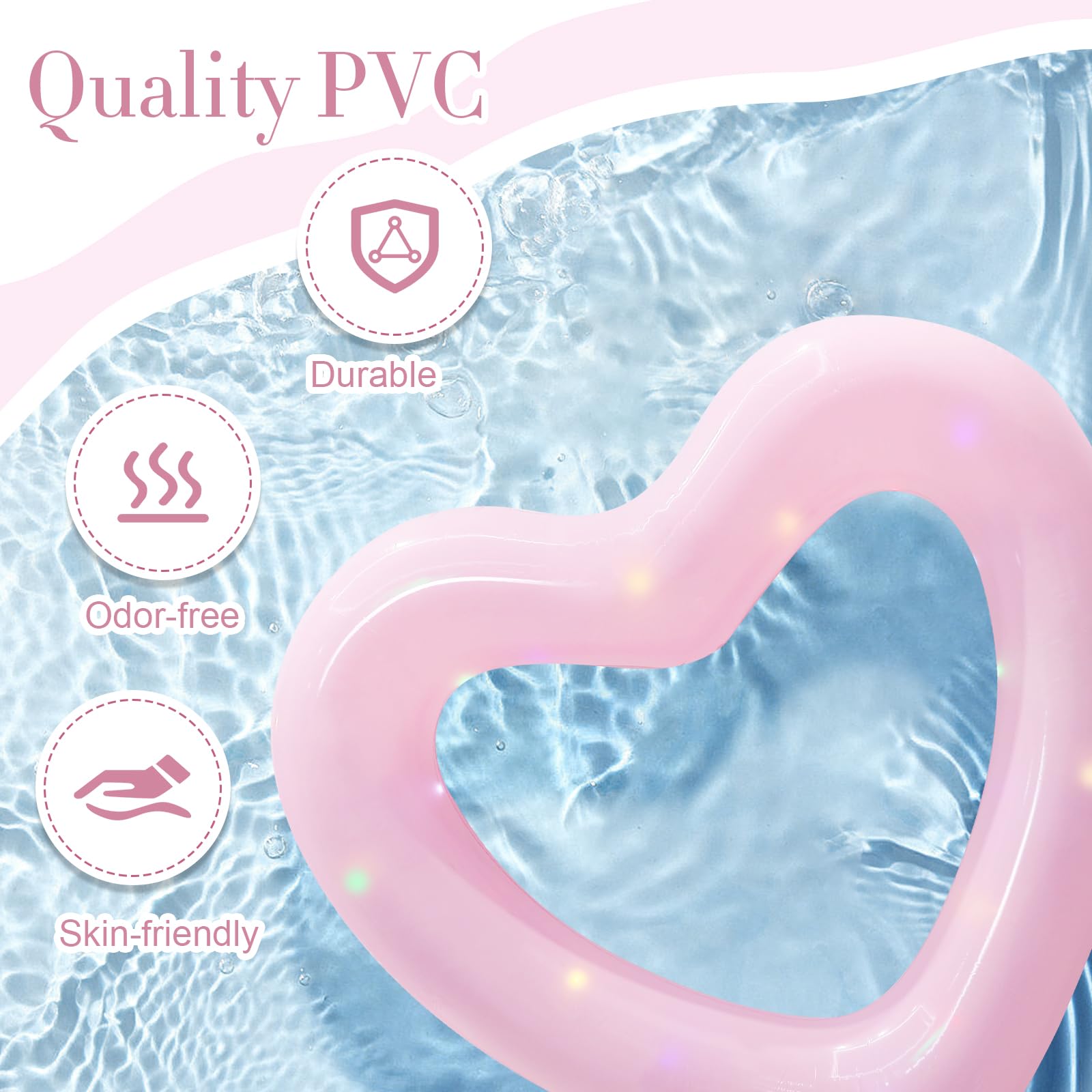 Inflatable Heart Pool Float - Sweet Love Swim Ring Lounger Tube for Summer Water Fun, Beach Party Toys for Kids & Adults - Perfect for Pool Parties, Beach Vacations and Romantic Getaways