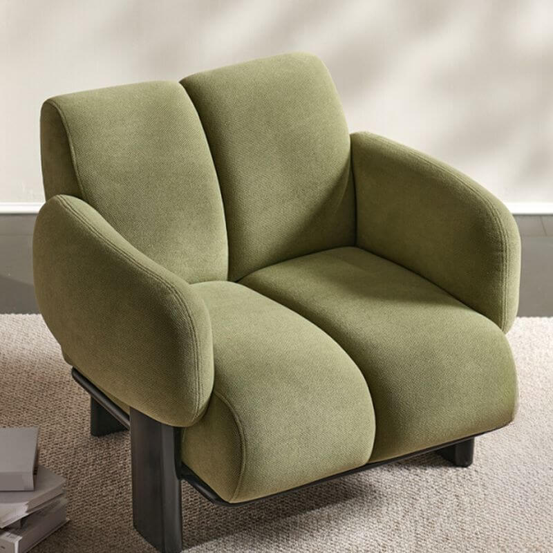 Minimalist Solid Color Arm Chair with Dove Grey/Ivory/Apricot Cushion - Modern Accent Chair for Living Room, Bedroom & Office - Comfortable Upholstered Armchair with Soft Back and Armrest Support
