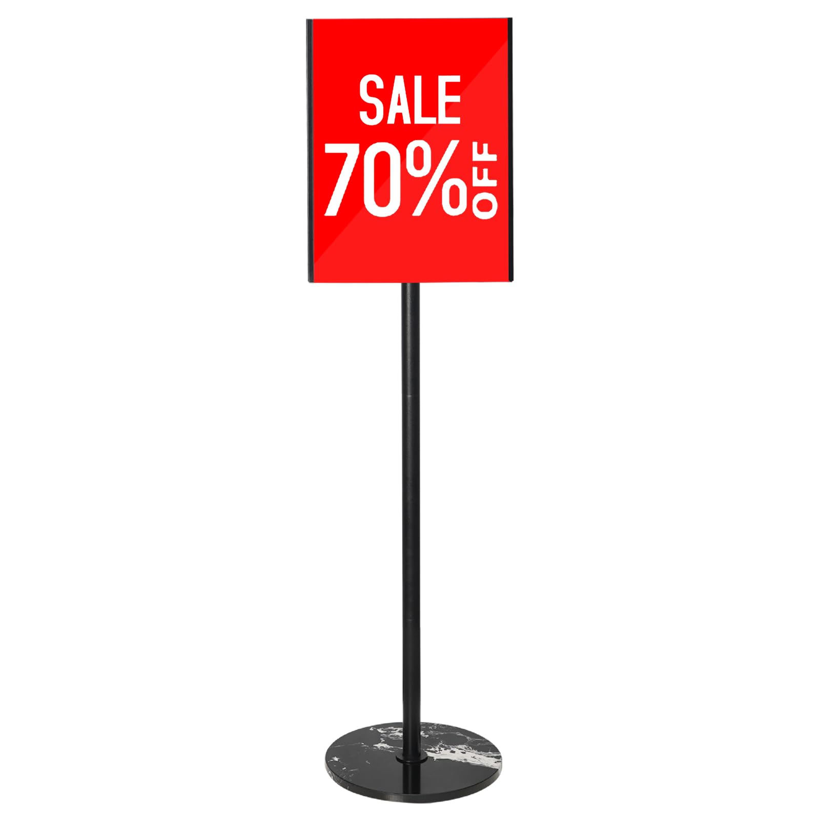 Floor Sign Holder Stand - 8.5 x 11 Inches Marble Base Display Stand for Vertical & Horizontal Posters - Perfect for Retail Stores, Business Shows & Event Signage - Black