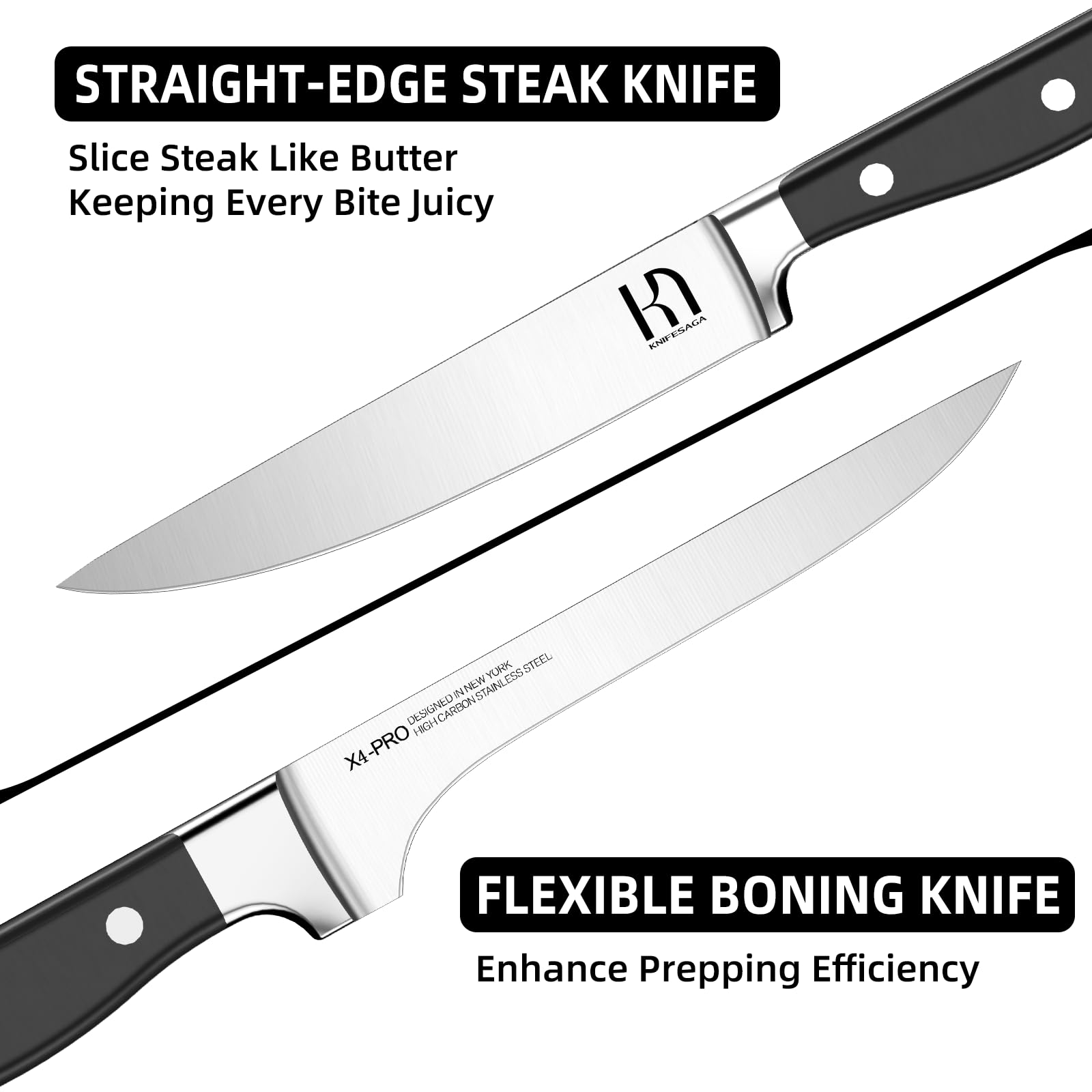 15-Piece Premium Japanese High Carbon Stainless Steel Knife Set with Block & Sharpener - Razor-Sharp Chef Knives for Professional Cooking, Meat Cutting & Food Prep - Durable Black Kitchen Knife Block Set for Home & Restaurant Use