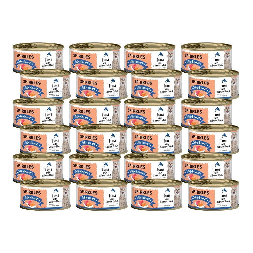 24-Pack Sparkles Gravylicious Jellylicious Wet Cat Food - 80g Cans with Chicken, Tuna & Salmon - Healthy Nutritious Meal for Adult & Senior Cats - Perfect for Daily Feeding & Weight Management