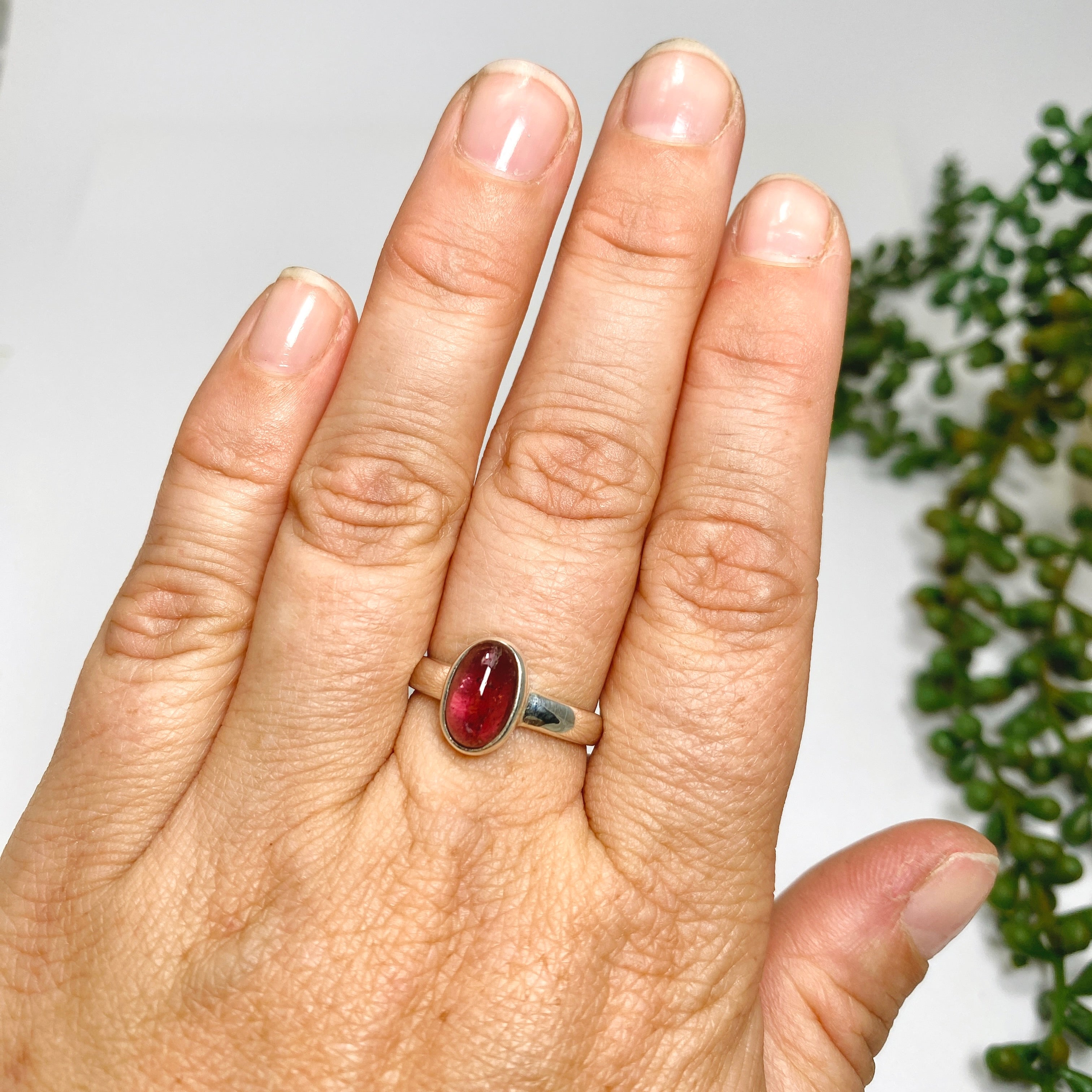 Pink Tourmaline Oval Cabochon Ring - Size 7.5 - PRGJ733 - Elegant Jewelry for Women, Perfect for Weddings, Anniversaries & Special Occasions