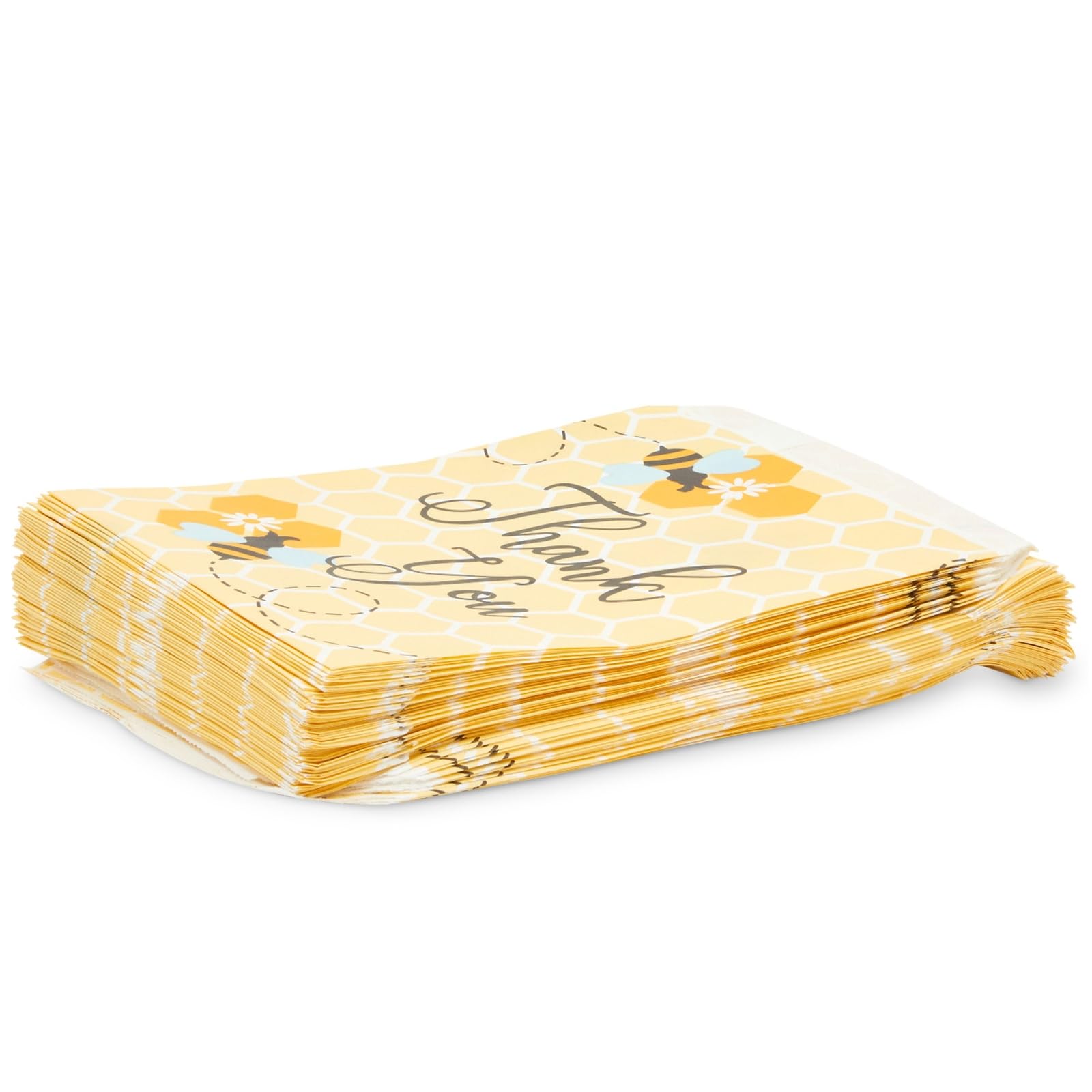Bumble Bee Paper Treat Bags for Baby Shower & Party Favors - 5x7 Inch Goodie Bags for Gifts, Decorations (Pack of 100) - Perfect for Gender Reveals, Birthday Parties & Wedding Favors
