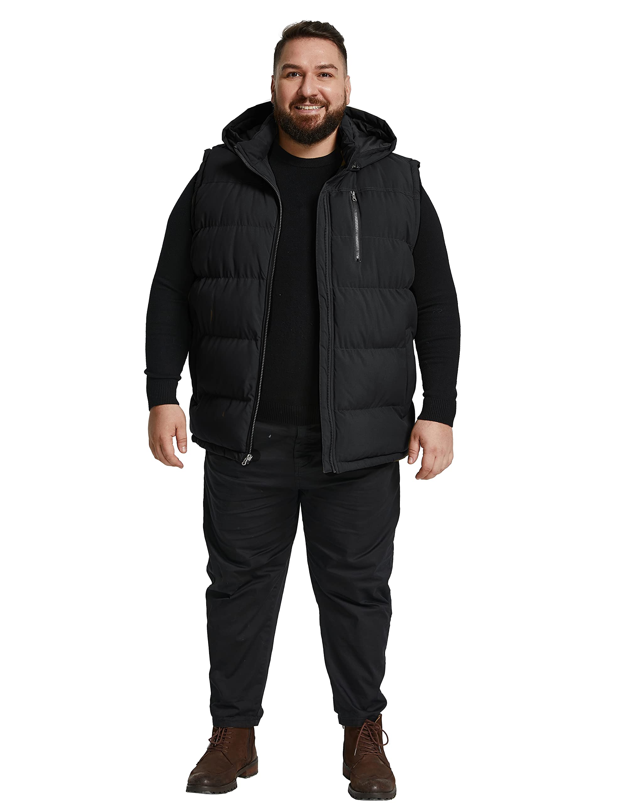 Soularge Men's Big and Tall Winter Puffer Vest - Warm Thick Utility Jacket for Outdoor Work, Hiking & Cold Weather Activities