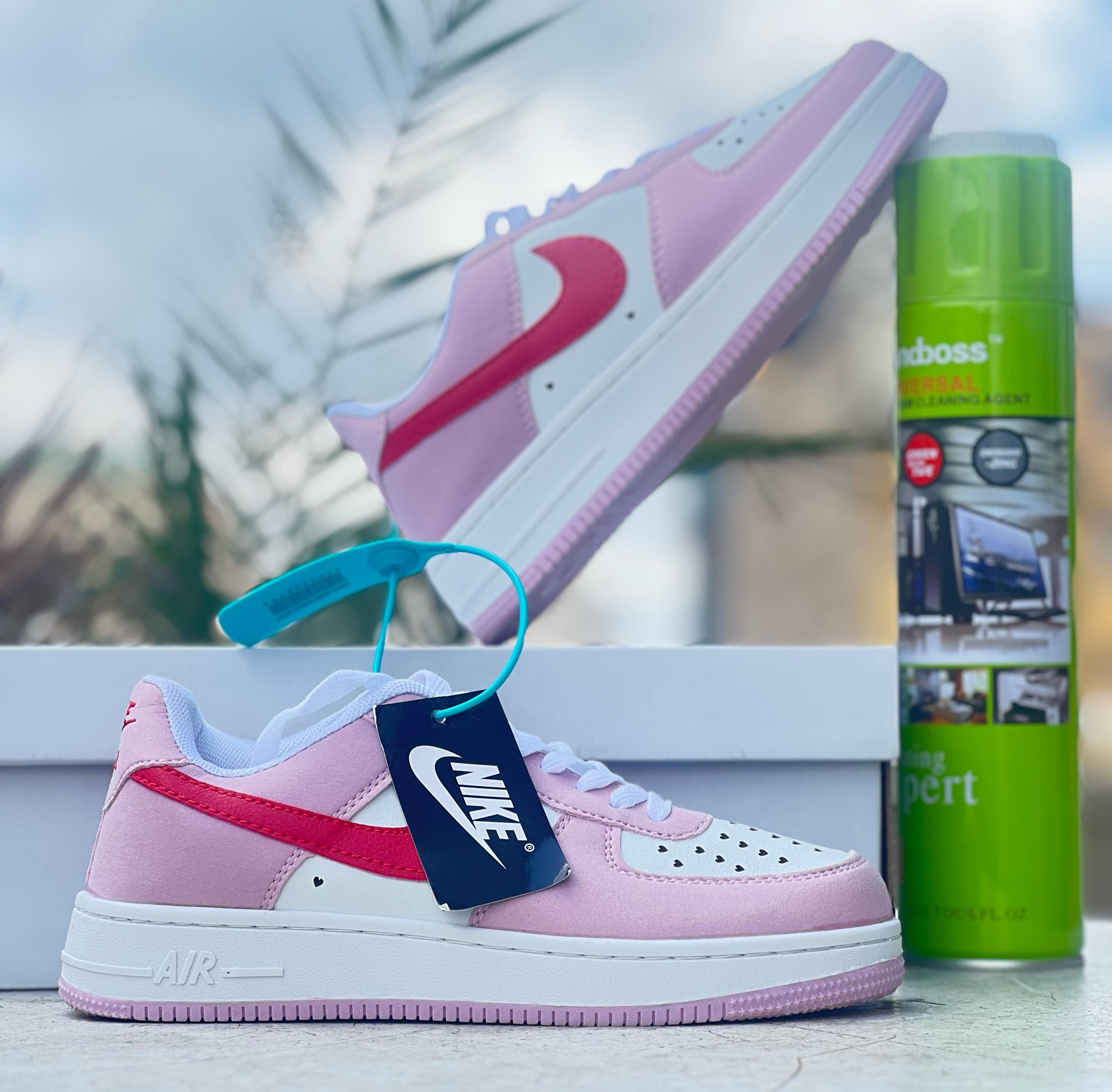 Nike Air Force 1 Sneakers - Pink & Red Valentine Colorway | Comfortable Basketball Shoes for Men & Women | Perfect for Valentine's Day Gifts, Casual Wear & Street Style Fashion