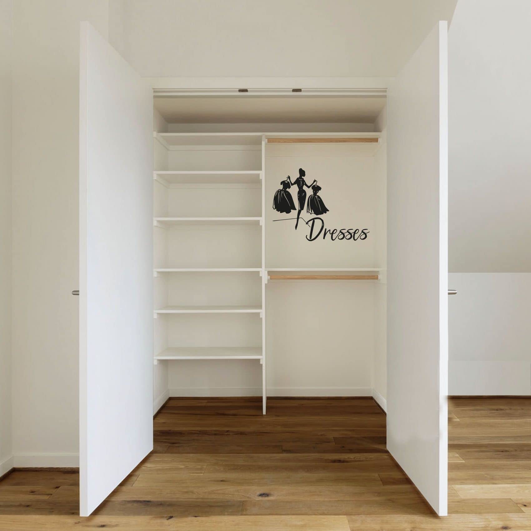 6x10 Inch Vinyl Wall Art Decal Sticker - Dress Closet Storage Organizer & Wardrobe Cabinet Label Signage for Home Dressing Room | Perfect for Bedroom, Walk-in Closet, and Fashion Dresser Organization