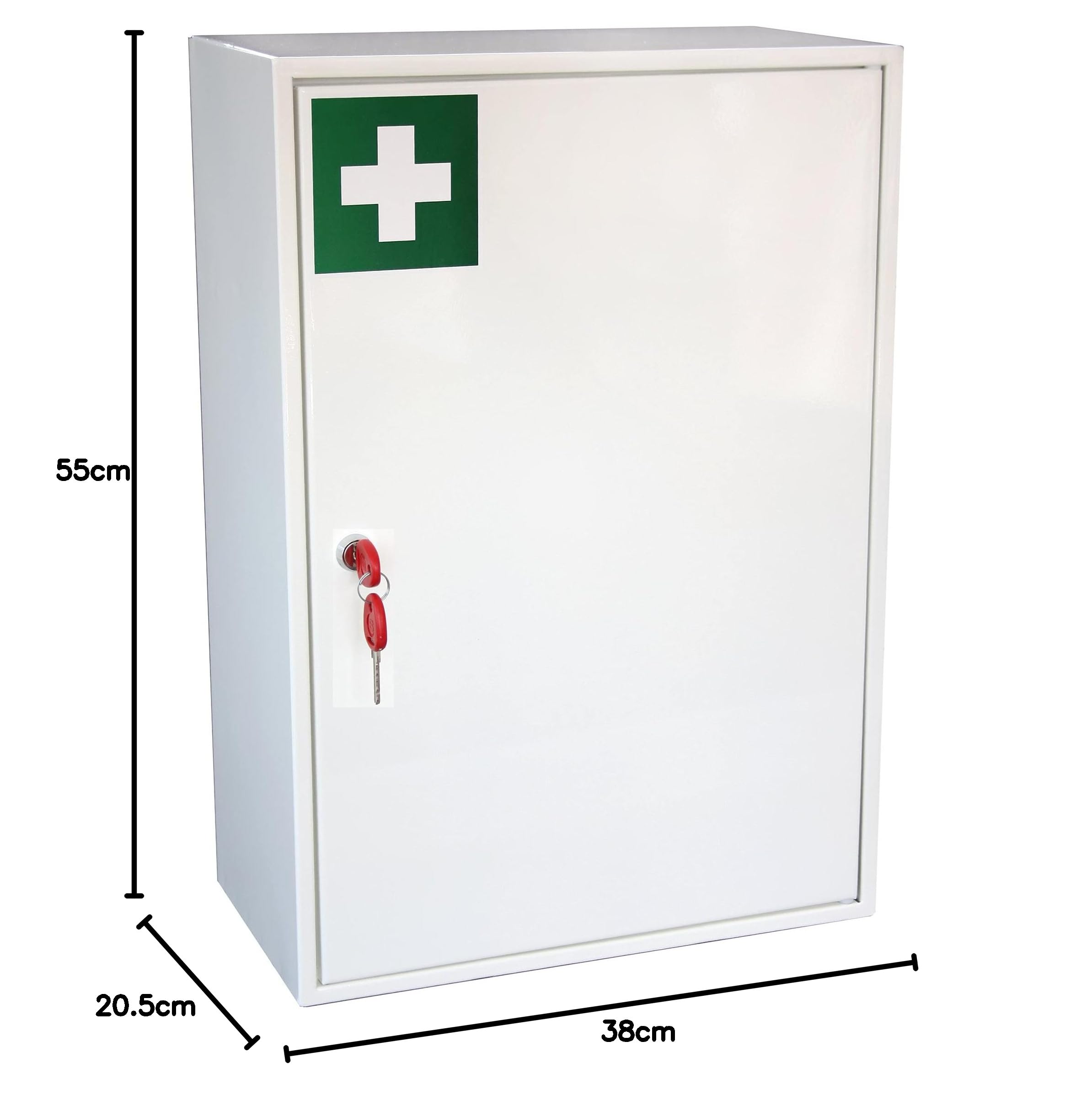 Medical Cabinet with Key Lock - Large First Aid Storage Safe for Home, Office & Emergency Use