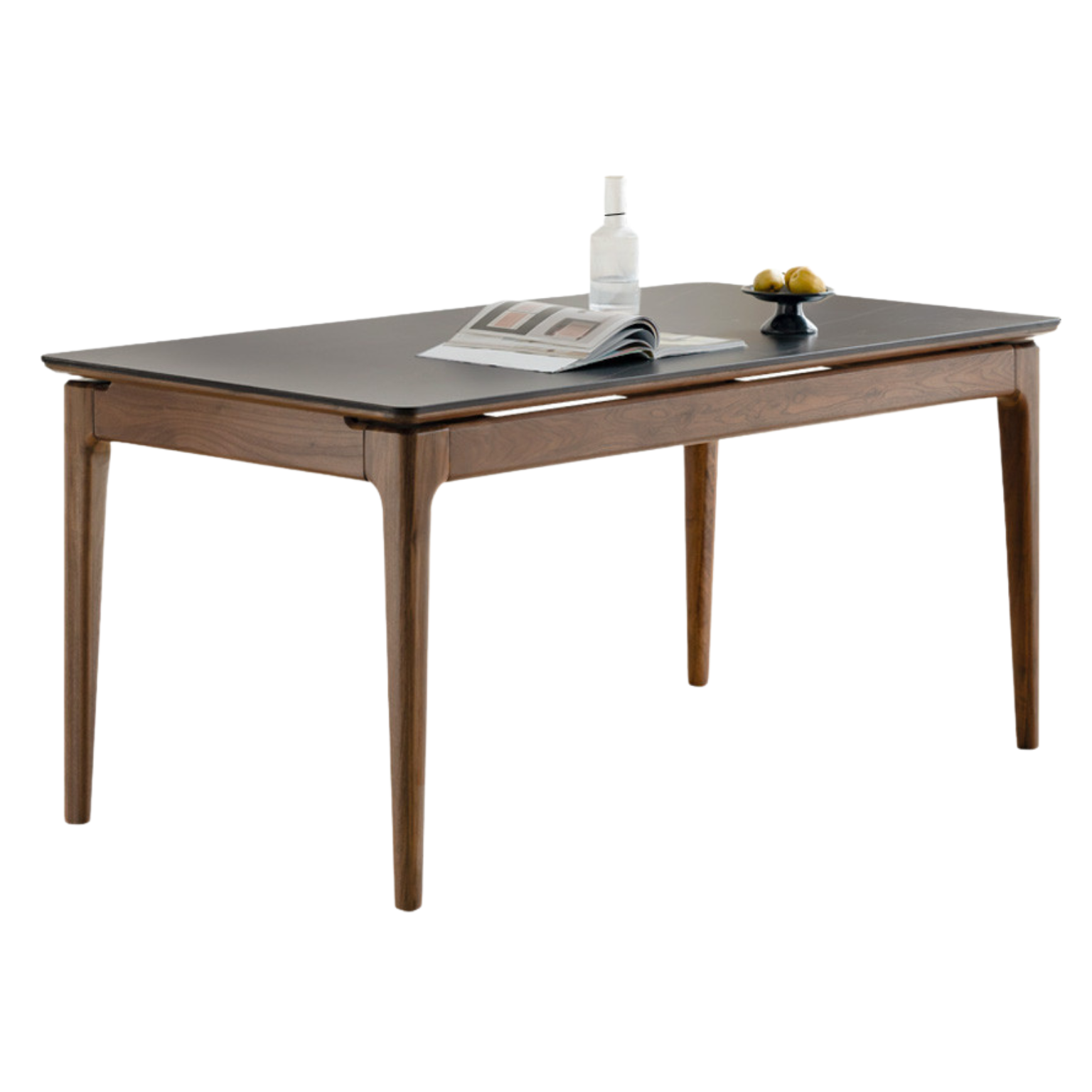 Premium Black Walnut Solid Wood Rock Plate Dining Table - Rustic Farmhouse Style for Dining Room, Kitchen, or Outdoor Entertaining