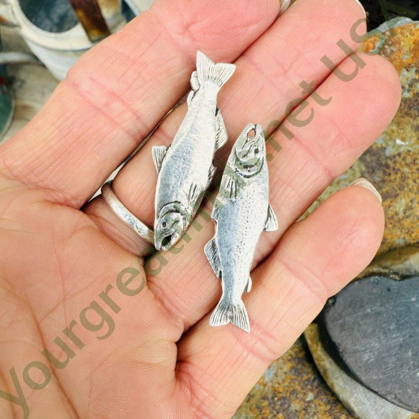 Sterling Silver Salmon Fish Pierced Post Earrings - Handcrafted Jewelry for Women, Gift for Fishermen & Nature Lovers - Perfect for Outdoor Adventures, Fishing Trips & Casual Wear