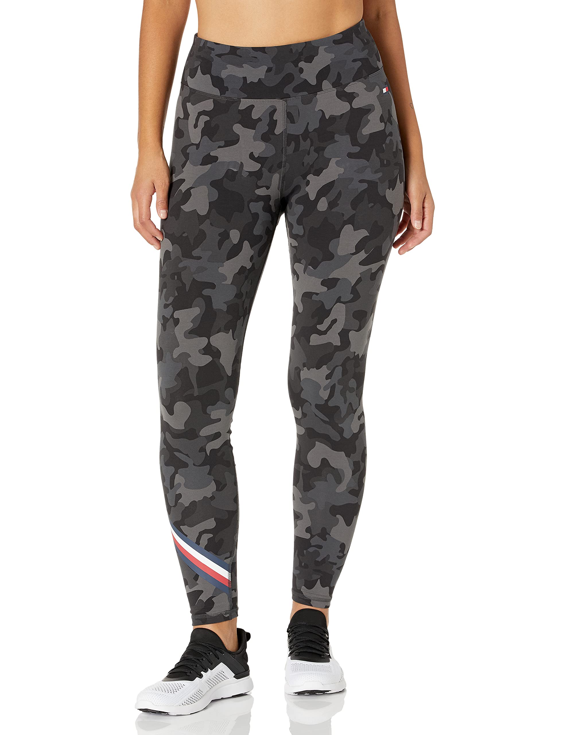Tommy Hilfiger Women's High-Rise Cotton Performance Workout Leggings - Comfortable Yoga Pants for Gym, Running & Everyday Wear