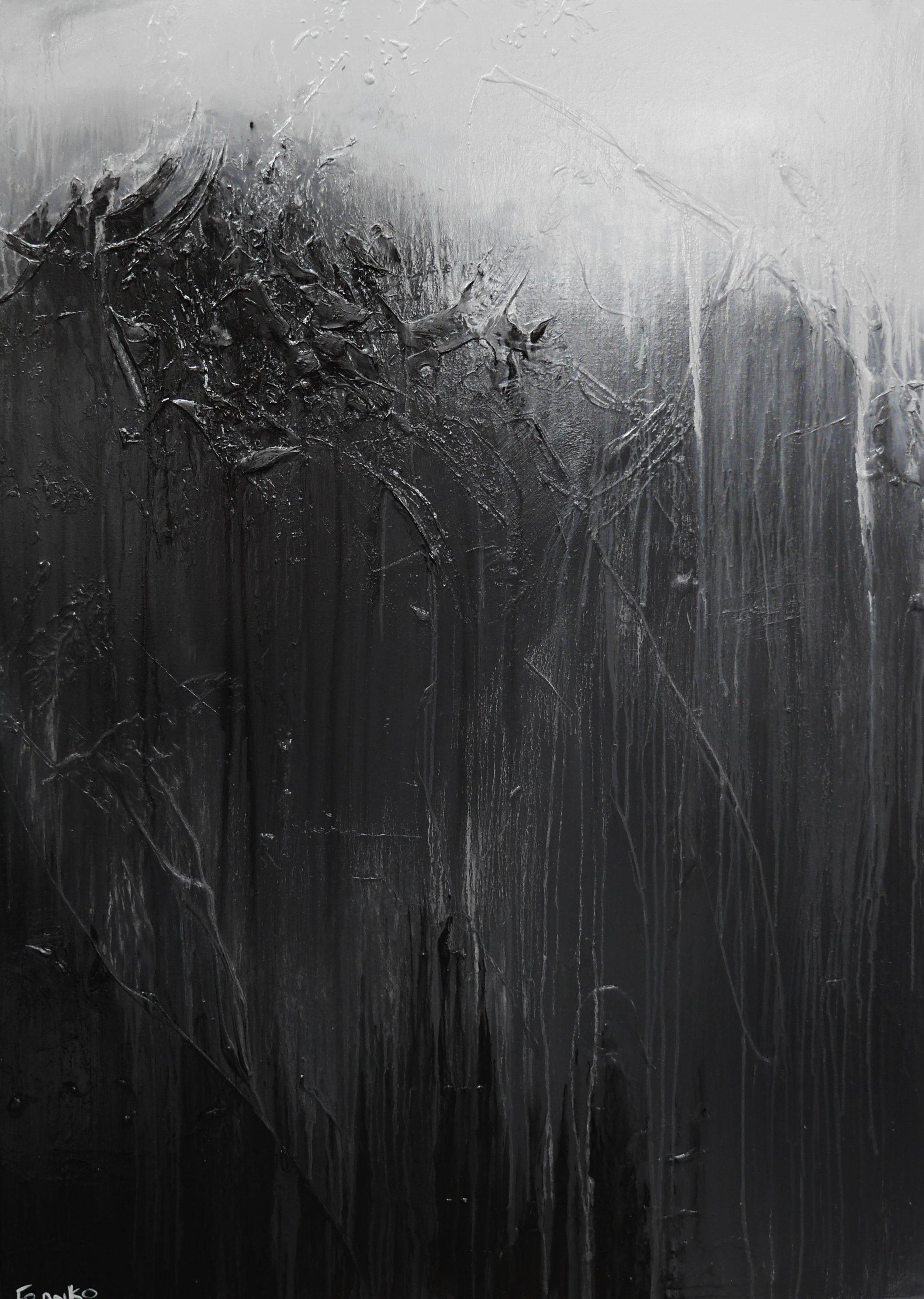 140cm x 100cm Black Grey Textured Abstract Canvas Wall Art - Modern Home Decor for Living Room, Bedroom & Office