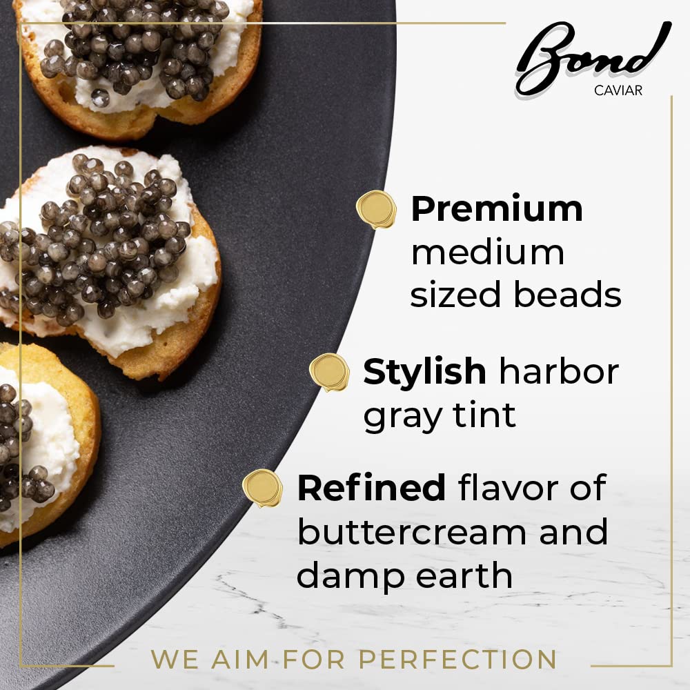 Premium American Paddlefish Caviar - Gourmet Malossol Fish Roe with Sea Salt, Medium Grey Pearls (2oz/56g Glass Jar) | Overnight Shipping | Luxury Gift for Weddings, Parties & Special Events | Perfect for Canapés, Blinis & Fine Dining Experiences