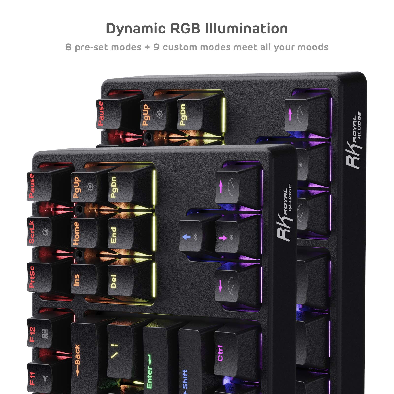 RK ROYAL KLUDGE RK87 Wireless Mechanical Gaming Keyboard - 87 Keys, RGB, Brown Switches for PC Gaming & Office Work