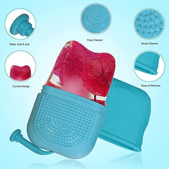 VONITY Best Ice Roller for Face - Cooling Facial Massager for Glowing Skin, Puffiness & Dark Circles Relief - Blue Ice Roller for Women - Perfect for Morning Routine, Post-Workout & Skincare Regimen
