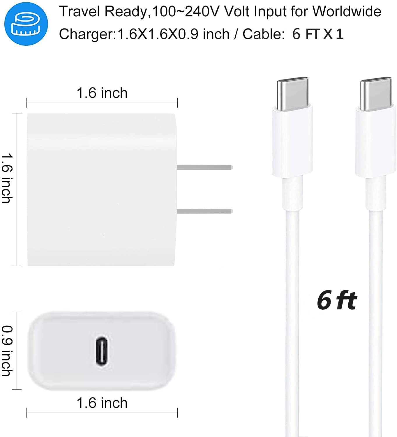 Fast USB C Charger for iPad Pro 12.9/11 (2025-2018), iPad 10th Gen, iPad Air 4th/5th 10.9