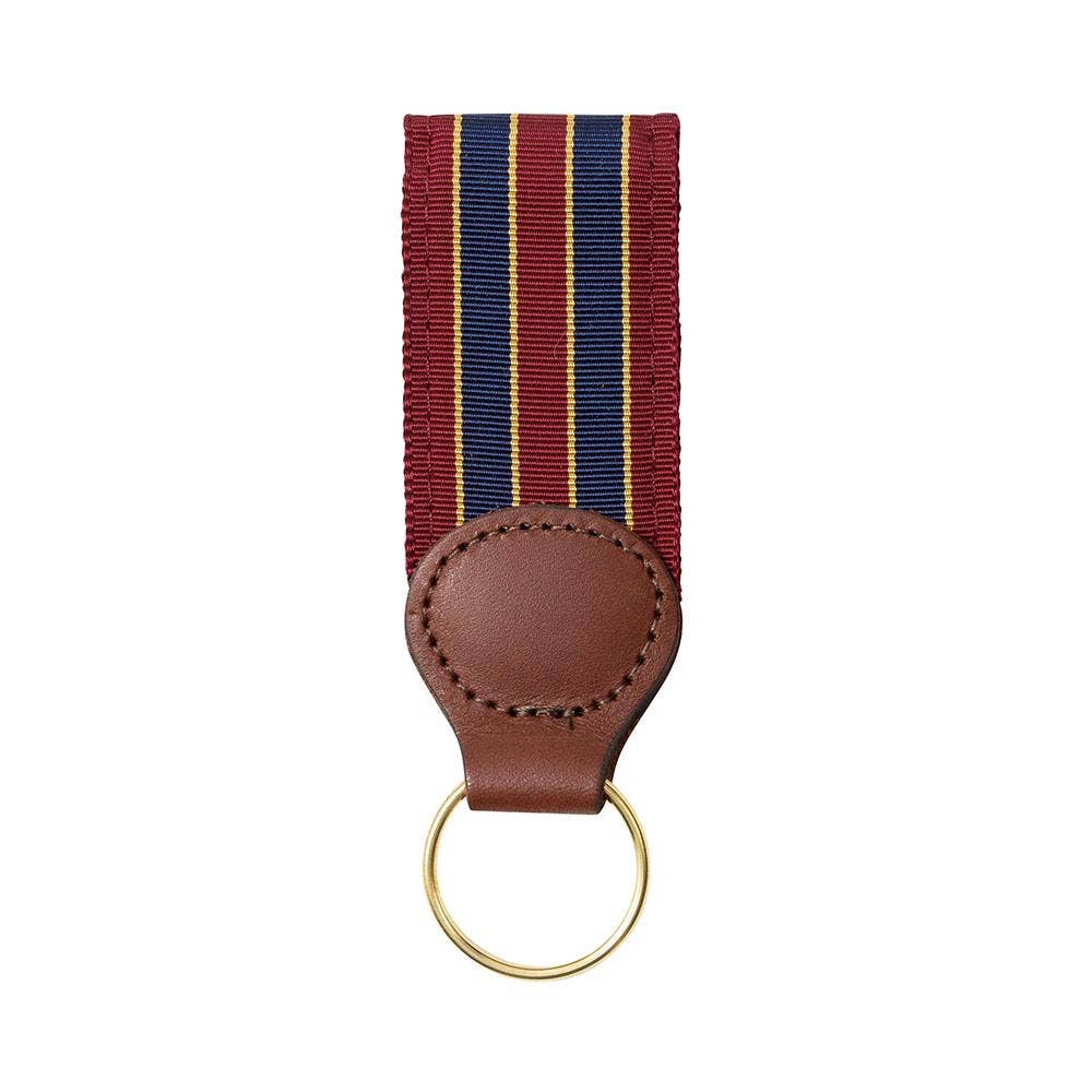 Barron's Hunter Brick, Navy & Gold Grosgrain Ribbon Key Fob - Stylish and Durable Keychain for Men & Women - Perfect for Keys, Bags, and Gifts