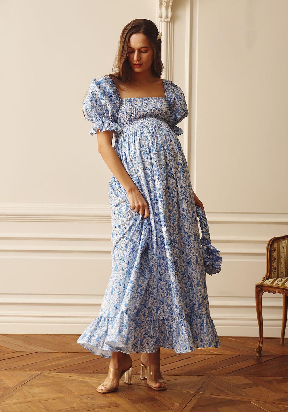 NOTHING FITS BUT Women's Cotton Maternity Dress - Kiri Pregnancy Maxi Dress for Baby Shower, Photoshoot & Casual Wear | Comfortable Nursing Gown for Expecting Mothers
