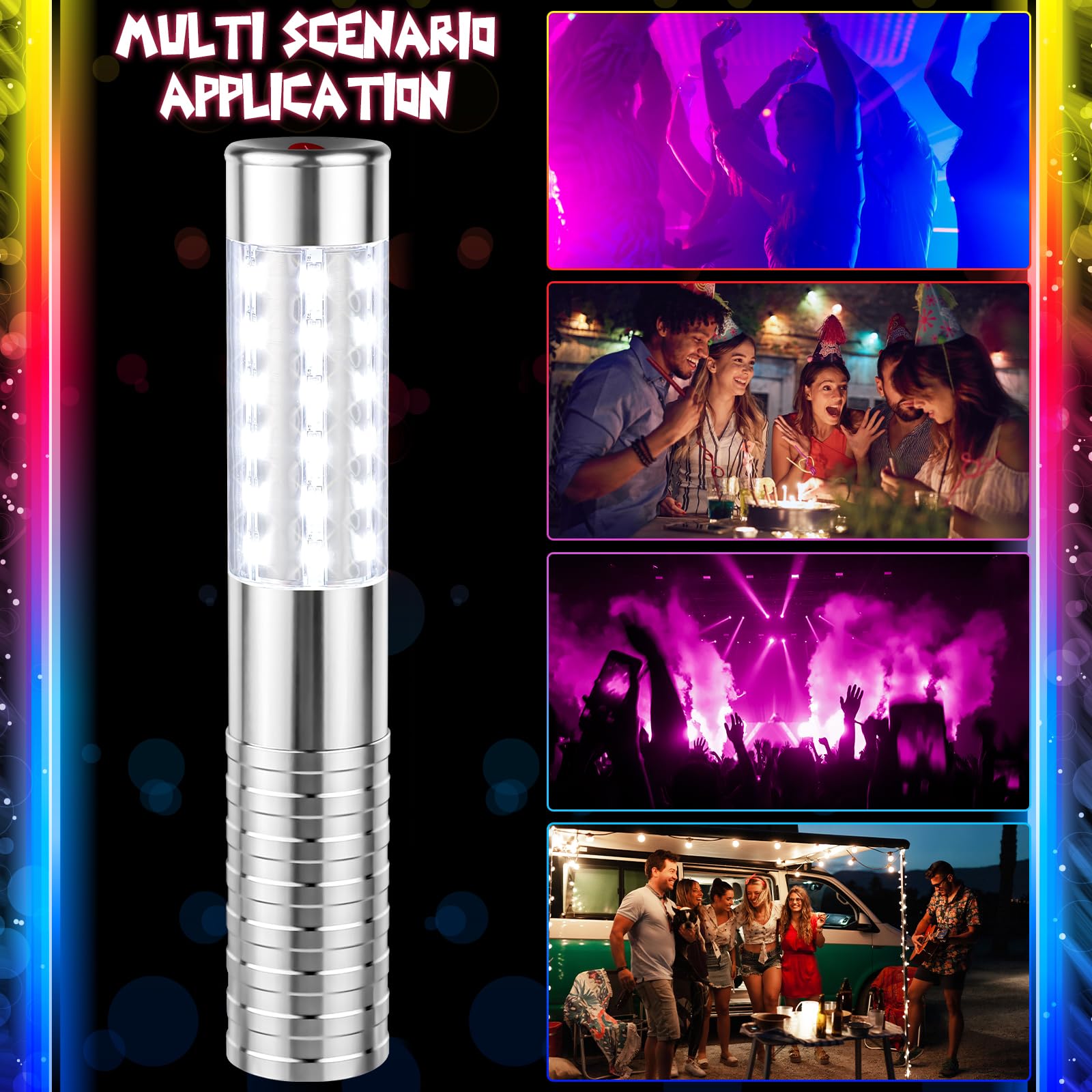 Rechargeable LED Strobe Baton Light - Bright Champagne Bottle Topper for Bars, Nightclubs, Weddings & Concerts | Handheld Party Lighting for Events & DJ Performances