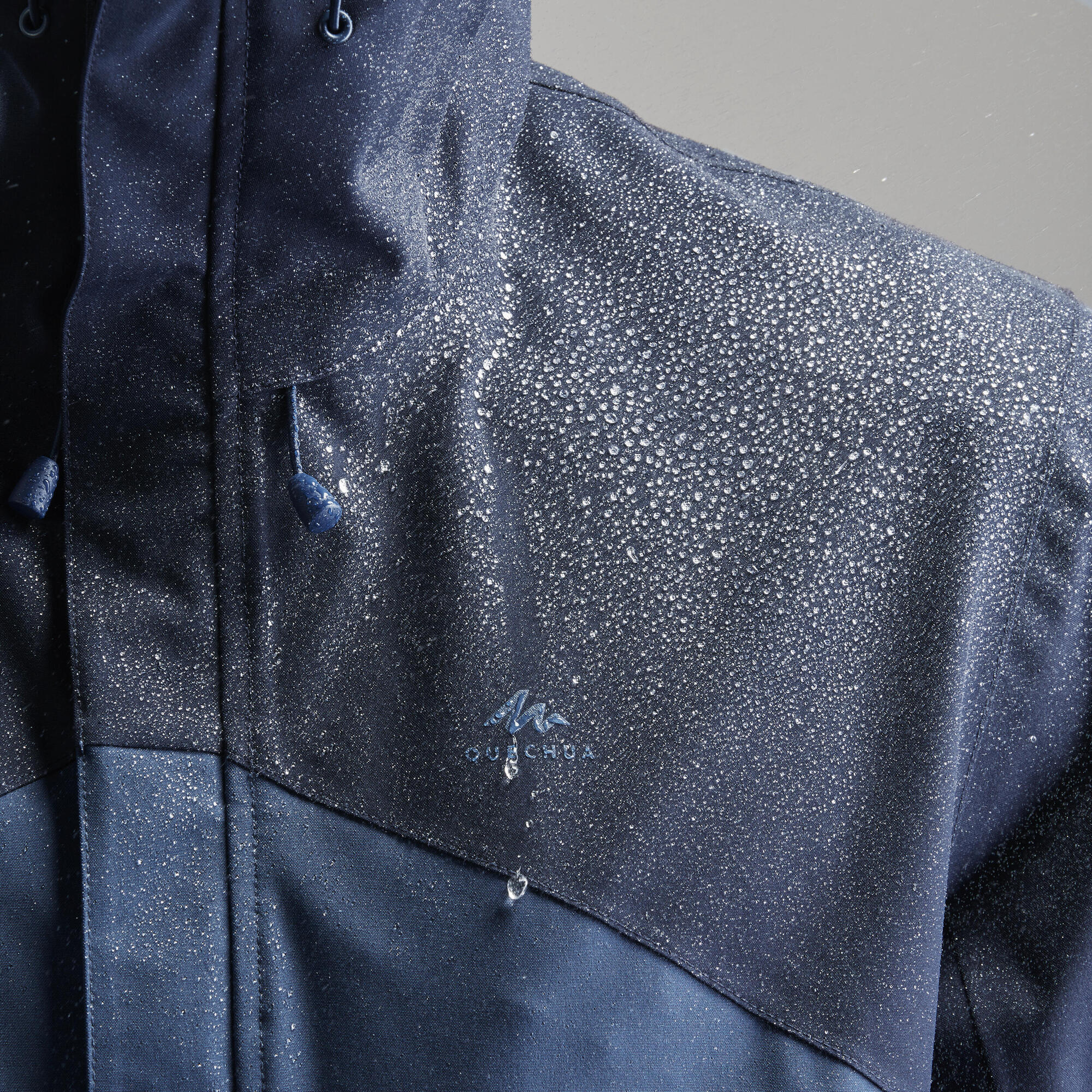 Quechua Men's MH150 Waterproof Rain Jacket - Lightweight Windproof Hiking Jacket for Outdoor Adventures & Travel