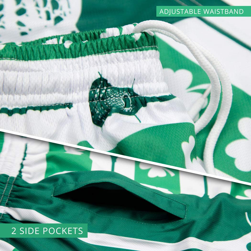 Best Lacrosse Performance Shorts for Youth & Adults | St. Patrick's Day Shamrock Design | Breathable Athletic Shorts for Men & Boys | Perfect for Training, Games & Casual Wear