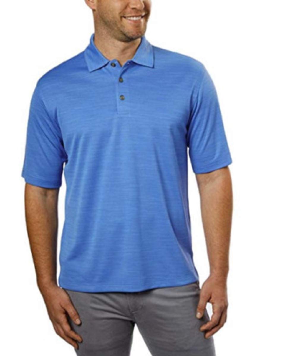 Kirkland Signature Men's Moisture-Wicking Performance Polo Shirt - Quick Dry, Breathable Fabric for Golf, Tennis & Casual Wear (Heather Blue, X-Large)