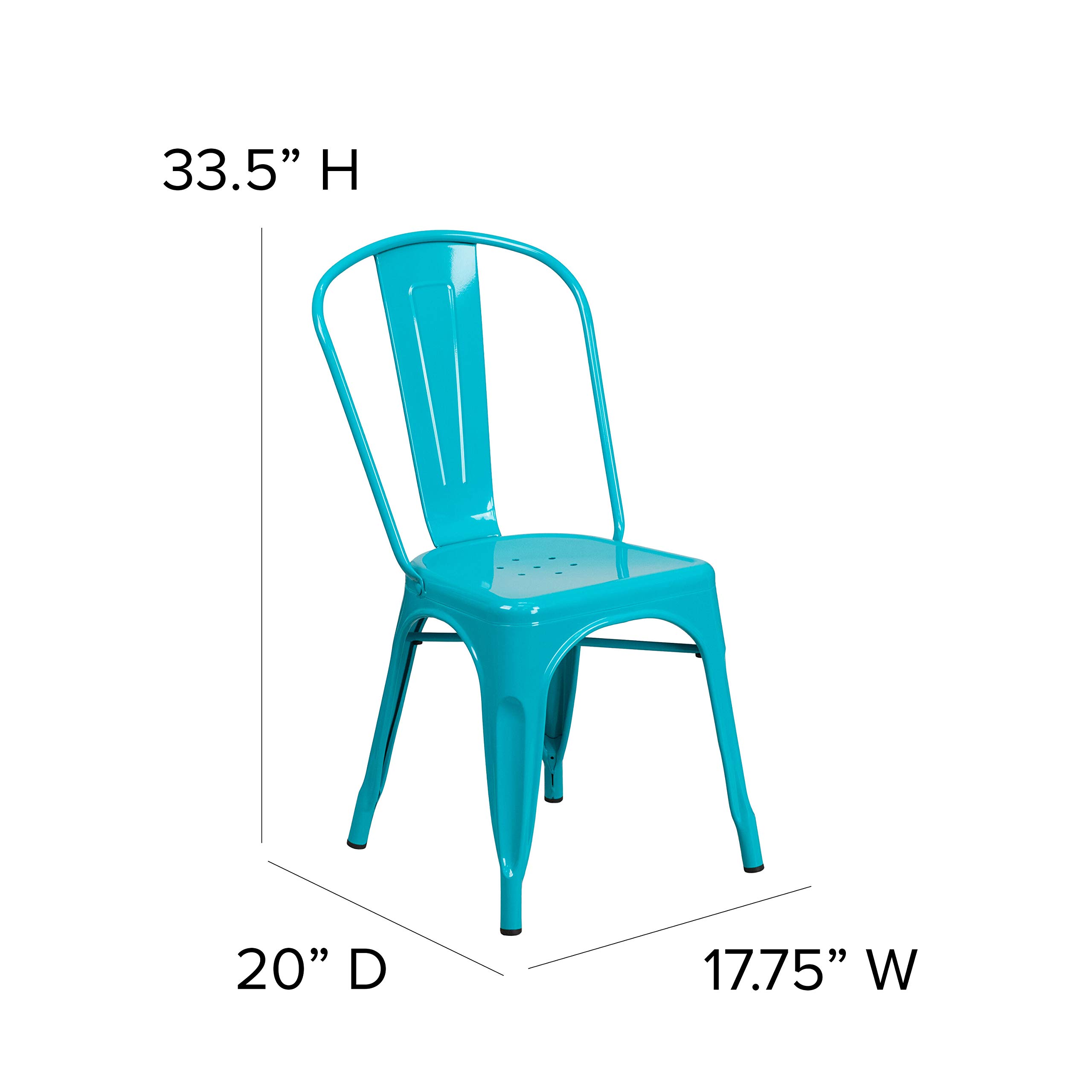 EMMA + OLIVER Commercial Grade Teal-Blue Metal Stackable Chair for Indoor & Outdoor Use - Perfect for Restaurants, Cafes, Patios, and Events