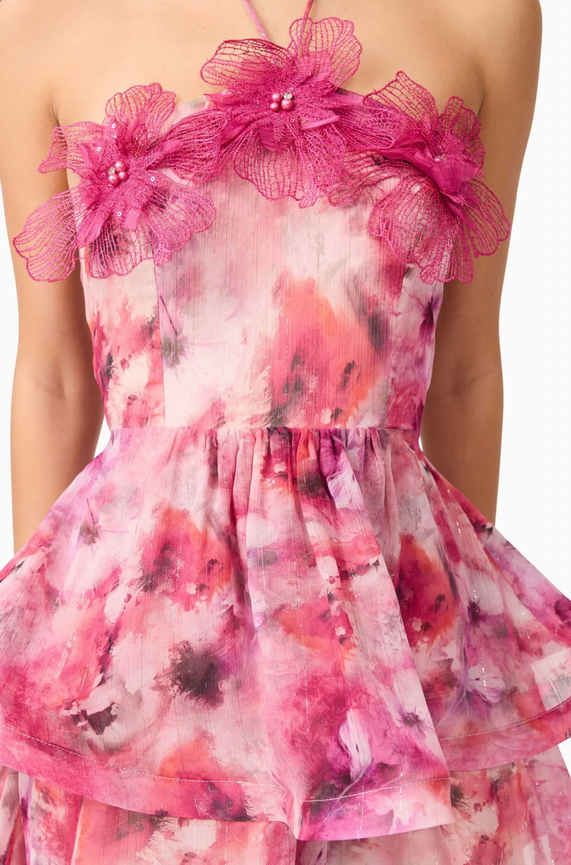 Evalina Floral Mini Dress in Pink - Women's Summer Party Cocktail Dress for Weddings, Dates & Vacations
