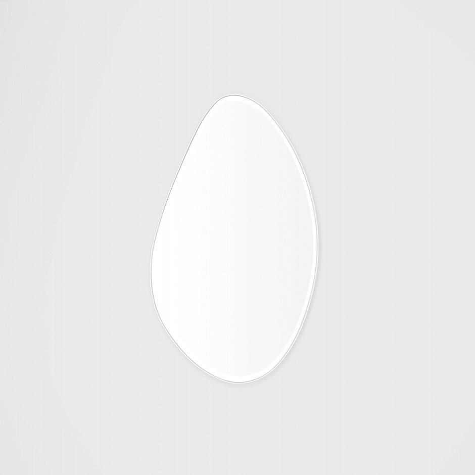 MIDDLE OF NOWHERE Pebble Mirror - Bright White Wall Mirror 47x28 Inches (120x70cm) - Modern Oval Bathroom Vanity Mirror for Bedroom, Living Room & Entryway Decor