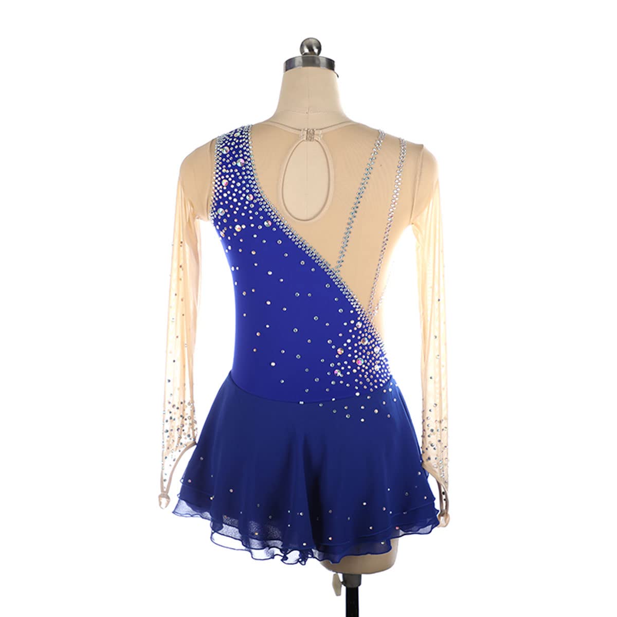 Elegant Women's Figure Skating Dress with Rhinestones - Long Sleeve Winter Ice Skating Costume for Adults - Gymnastics Leotard & Dance Activewear - Perfect for Competitions, Performances and Ice Shows