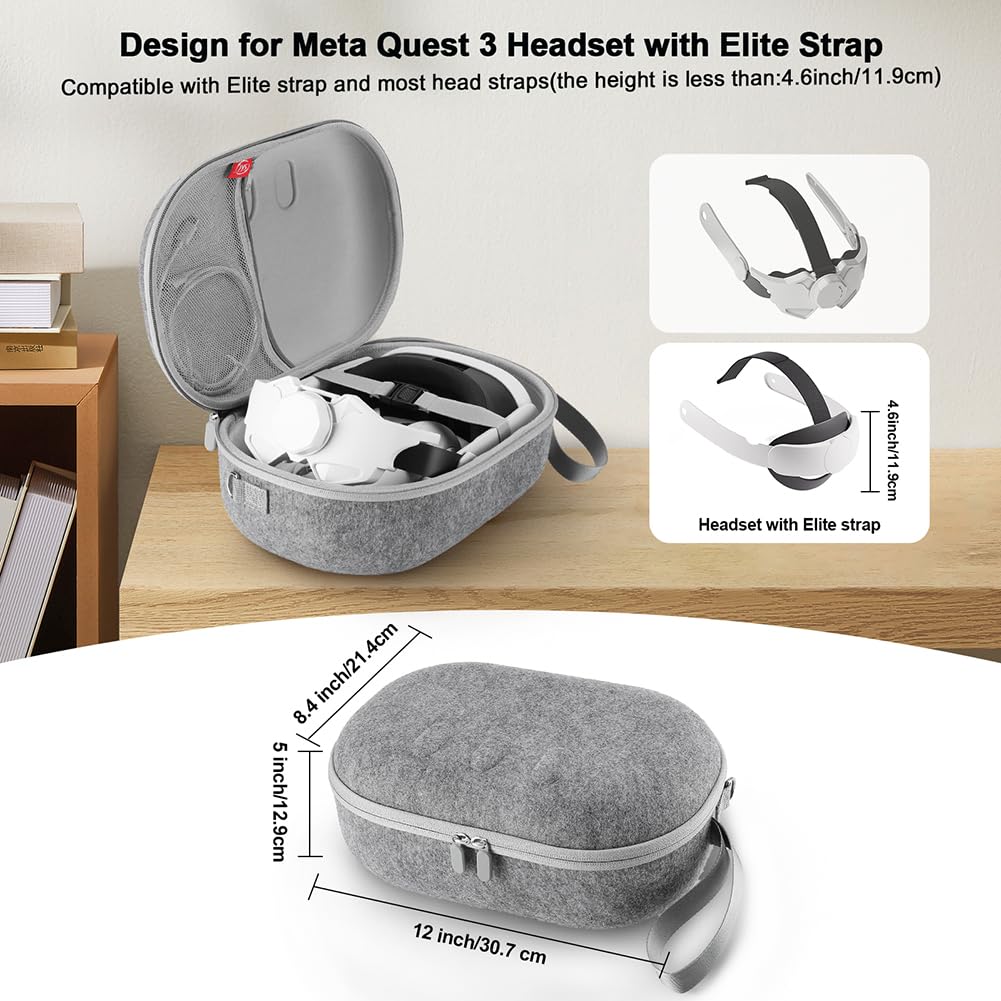 Shockproof EVA Hard Travel Case for Meta Quest 3 VR Headset & Controllers - Protective Storage Carrying Case with Shoulder Strap for Oculus Quest 3 Accessories | Perfect for Gaming, Travel & Safe Storage