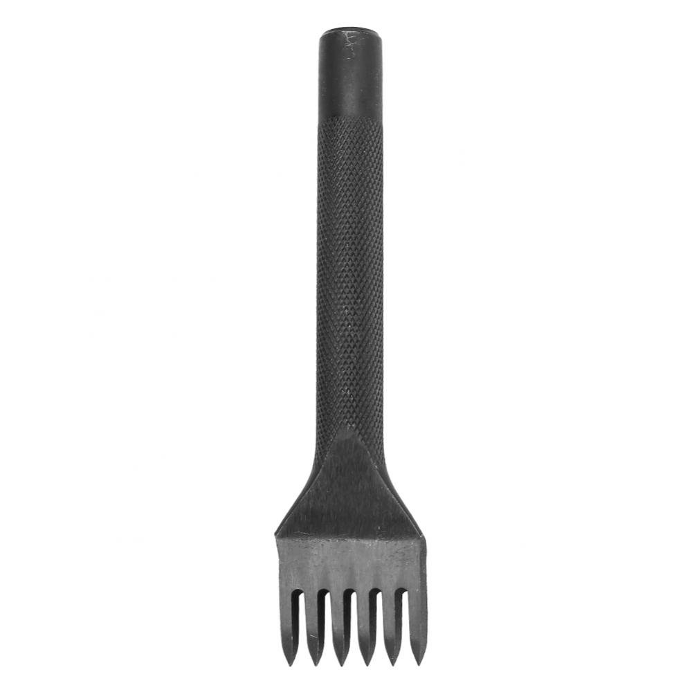 Zyyini Leather Stitching Chisel Set - 1/2/4/6 Teeth Steel Diamond Hole Punch Tool with 4mm Spacing for Leather Craft, DIY, Shoe & Bag Repair (Black Finish) - Perfect for Leatherworking, Bookbinding & Handmade Accessories
