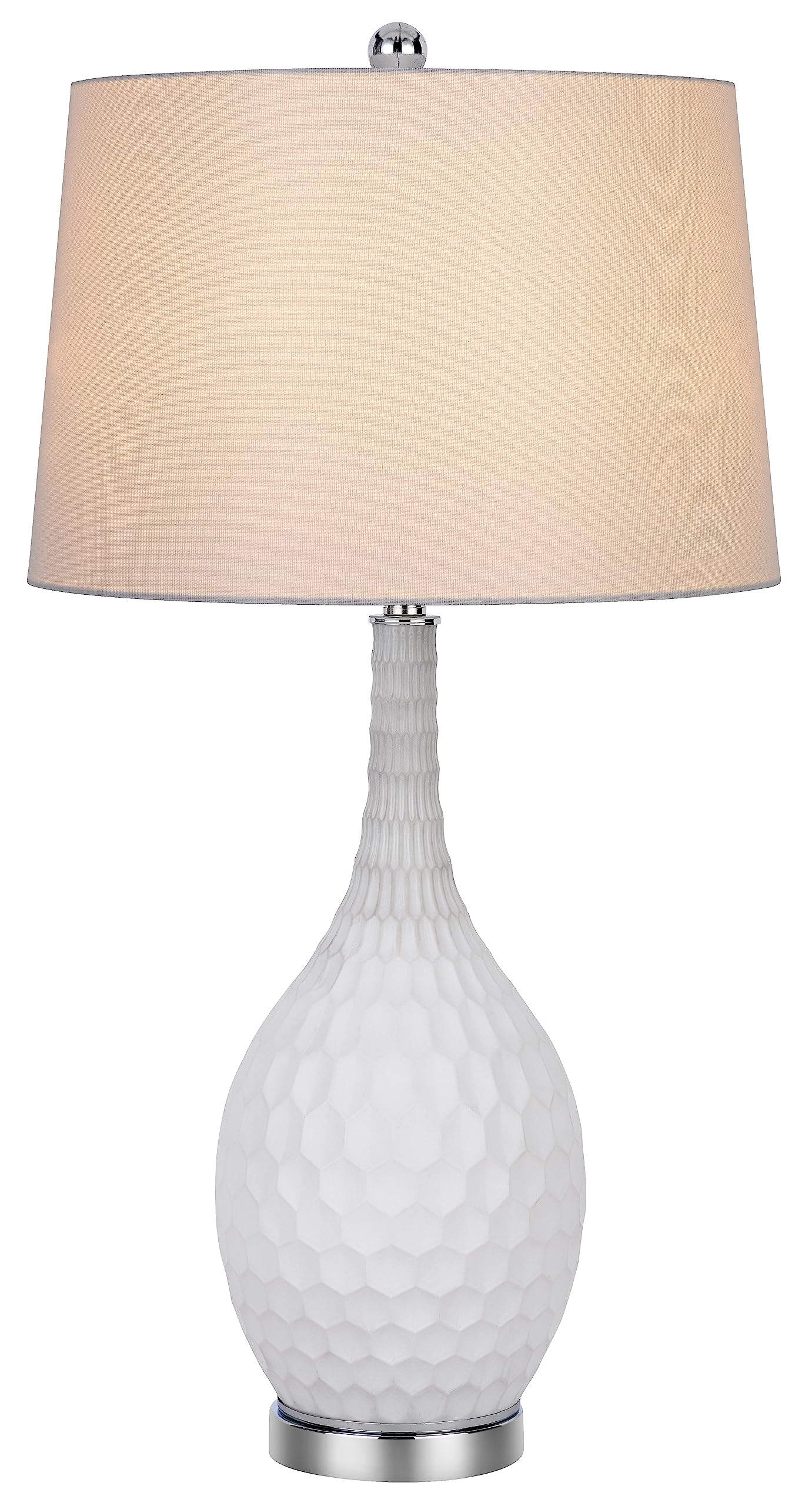 150W 3-Way Glass Table Lamp with Taper Drum Fabric Shade - Set of 2 - Perfect for Living Room, Bedroom or Office Lighting Decor