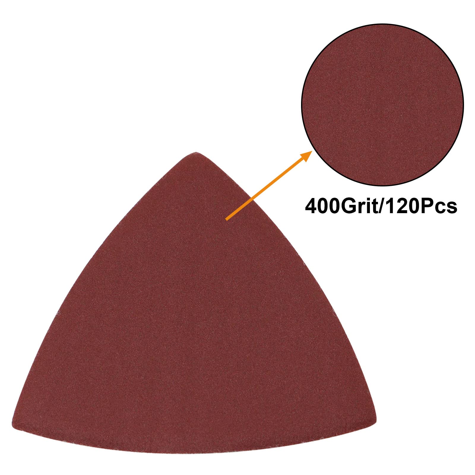 120 Pcs 400 Grit Triangle Sanding Pads for Oscillating Multi Tool - 3-1/8