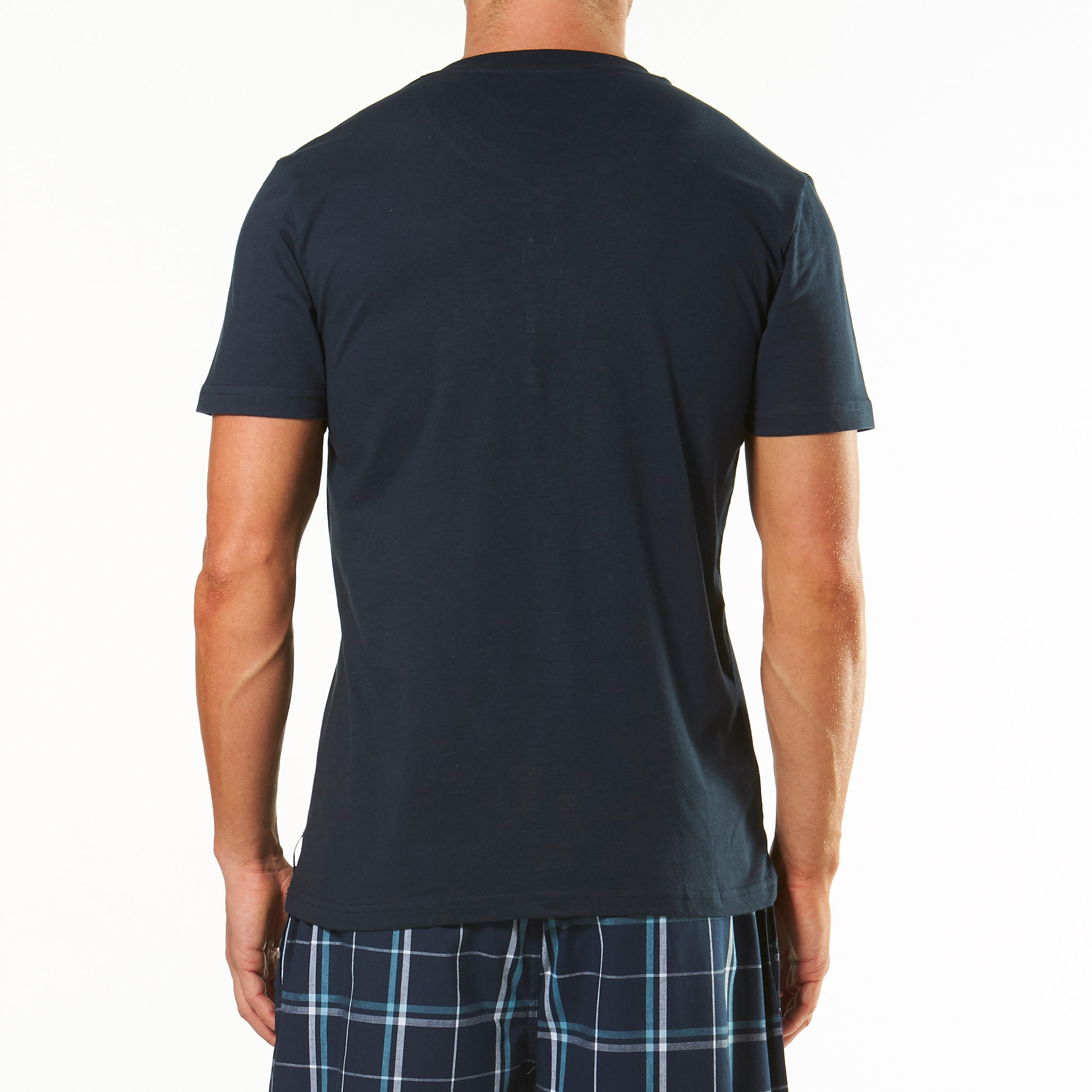 Men's Short Sleeve Henley T-Shirt - Soft Cotton Crew Neck Casual Top in Navy Blue | Perfect for Everyday Wear, Work & Weekend Outings