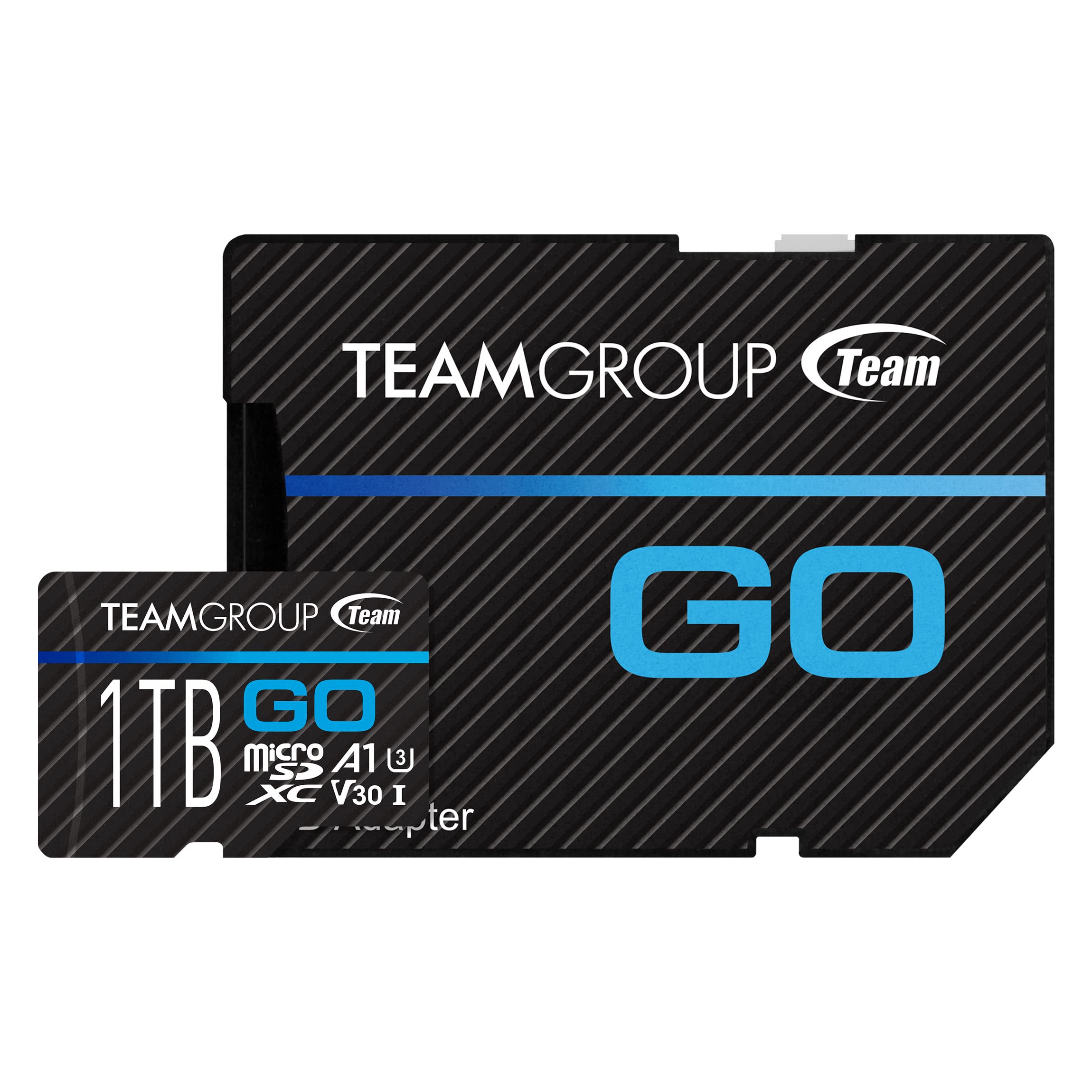 1TB Micro SDXC UHS-I U3 V30 Memory Card - High Speed 4K Video Recording for GoPro, Drone, Action Camera, Nintendo Switch - Waterproof, Shockproof for Outdoor Sports & Adventure Photography - Includes SD Adapter (TEAMGROUP GO Card TGUSDX1TU303)