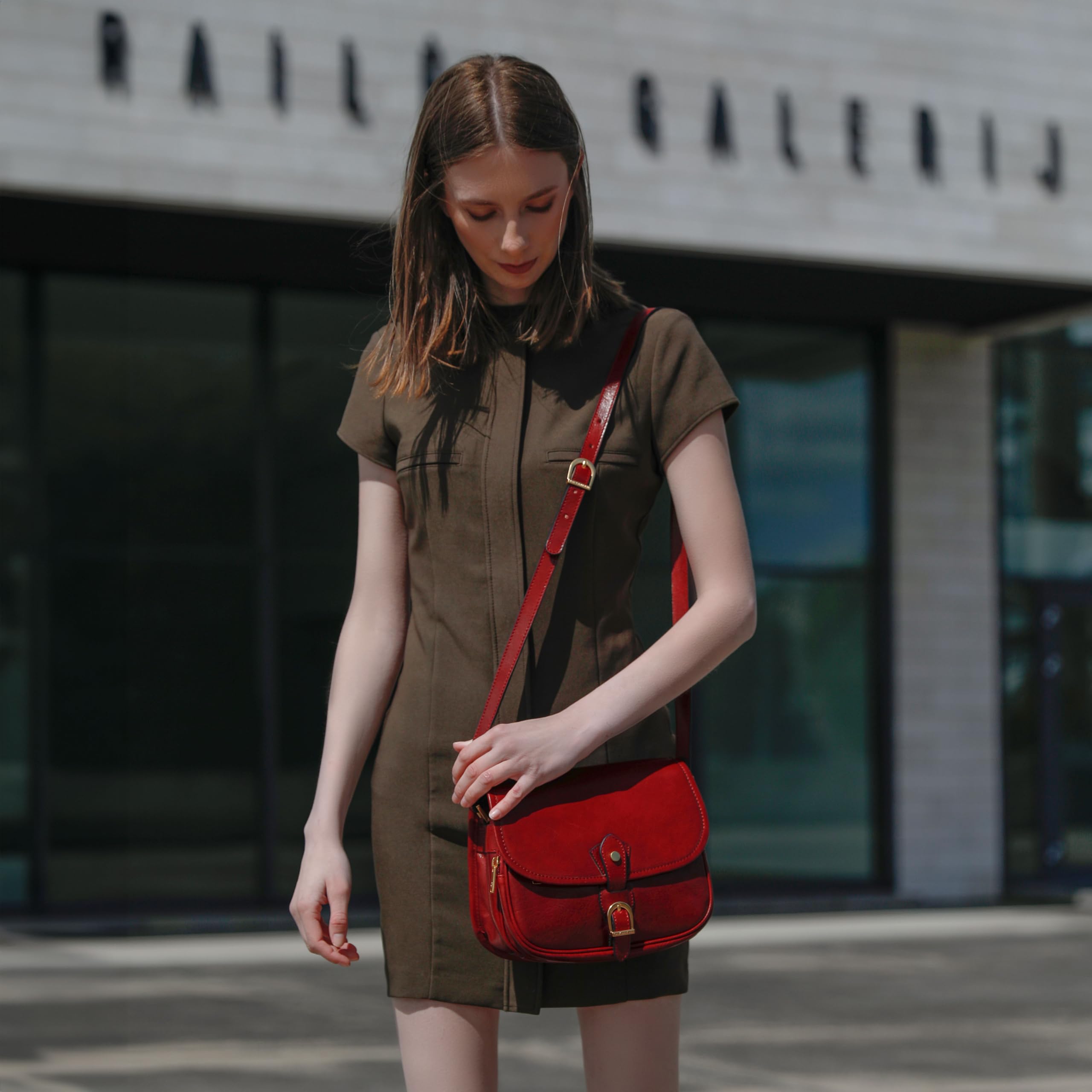 Durable Leather Crossbody Bag for Women - Handbag, Shoulder Purse for Work & Travel