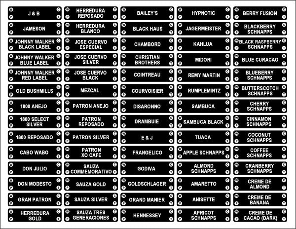 Premium Bar Speed Rail Liquor Bottle Display Labels (294 Count) - Durable Adhesive Backing for Easy Organization - Perfect for Home Bars, Restaurants & Commercial Establishments
