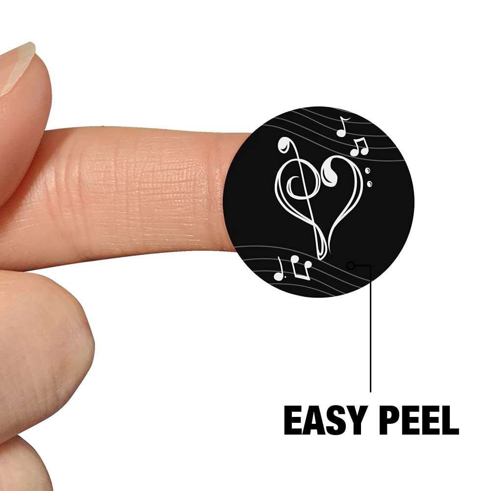 Treble Bass Clef Heart Music Stickers - Black Planner Calendar Scrapbooking Supplies for DIY Crafting, Journaling & Bullet Journal Decoration - Perfect for Music Lovers & Stationery Enthusiasts